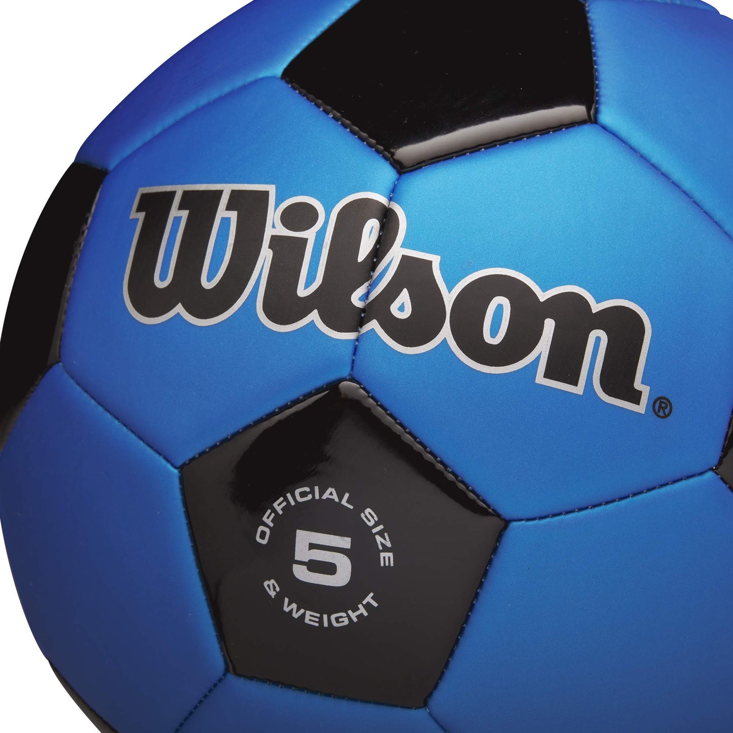 WILSON Traditional Soccer Ball - Size 5, Black/Royal