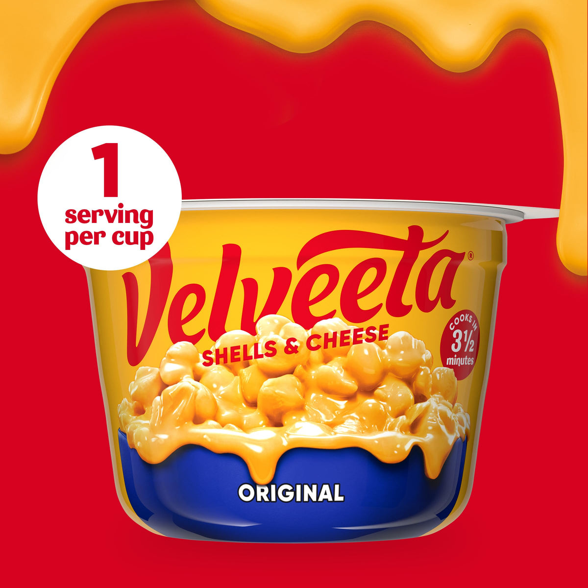 Velveeta Shells & Cheese Original Microwaveable Shell Pasta & Cheese Sauce, 4 ct Pack, 2.39 oz Cups