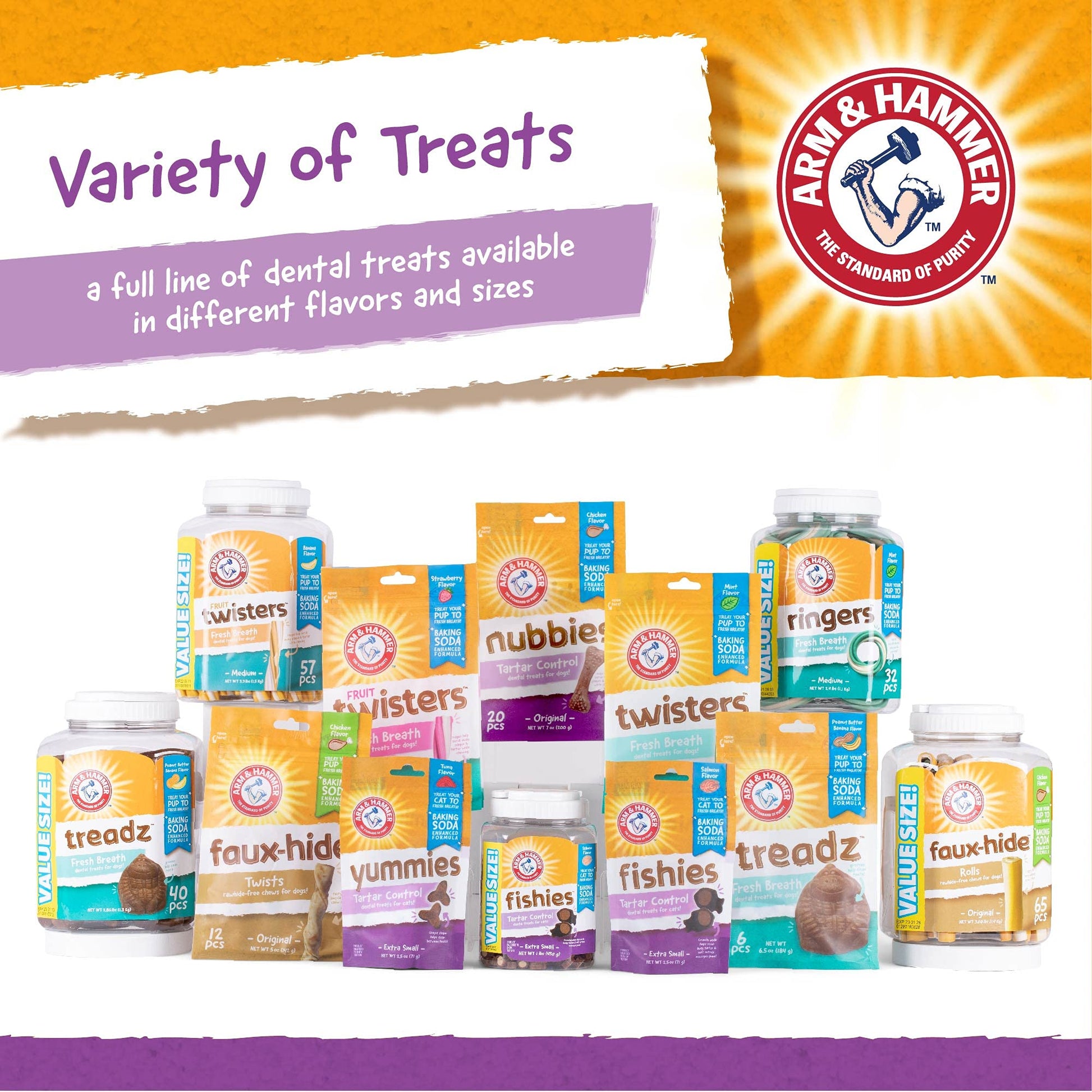 Arm & Hammer for Pets Nubbies Dental Treats for Dogs | Dental Chews Fight Bad Breath, Plaque & Tartar Without Brushing | Peanut Butter Flavor Value Bucket, 53 Pcs