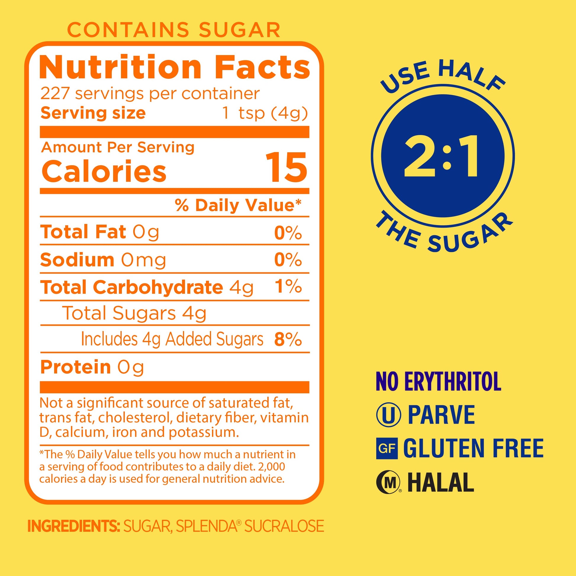 SPLENDA Low Calorie Sweetener for Baking Resealable Bag, Sugar Blend, 32 Ounce (Pack of 2)