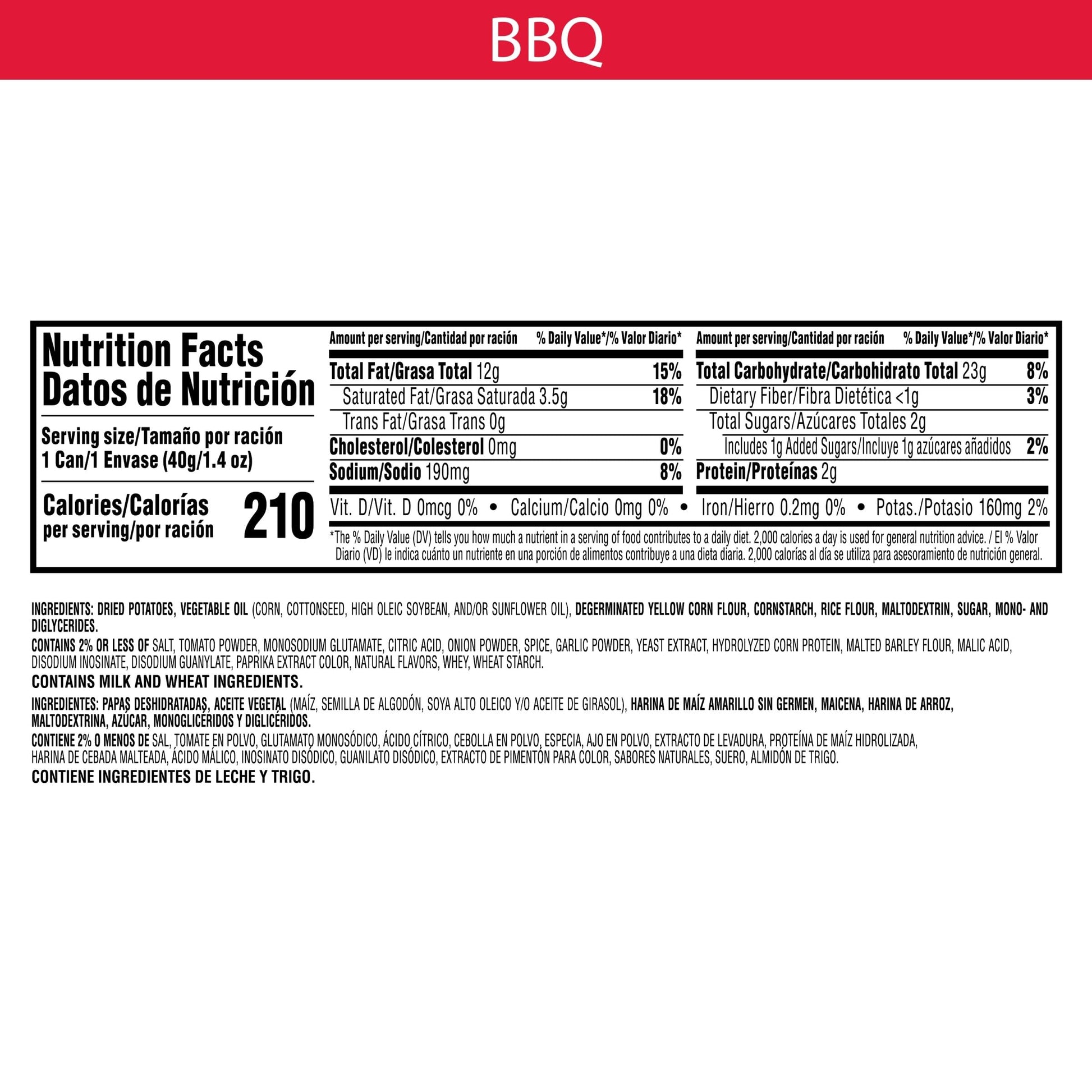 Pringles Potato Crisps Chips, Lunch Snacks, Office and Kids Snacks, Grab N' Go Pack, BBQ, 1.4oz Can (1 Can)