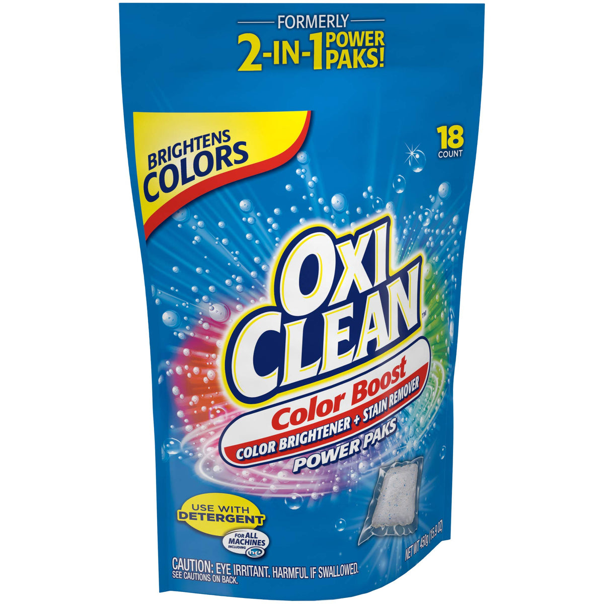 OxiClean Color Boost Color Brightener plus Stain Remover Power Paks, 18 Count (Packaging may vary)