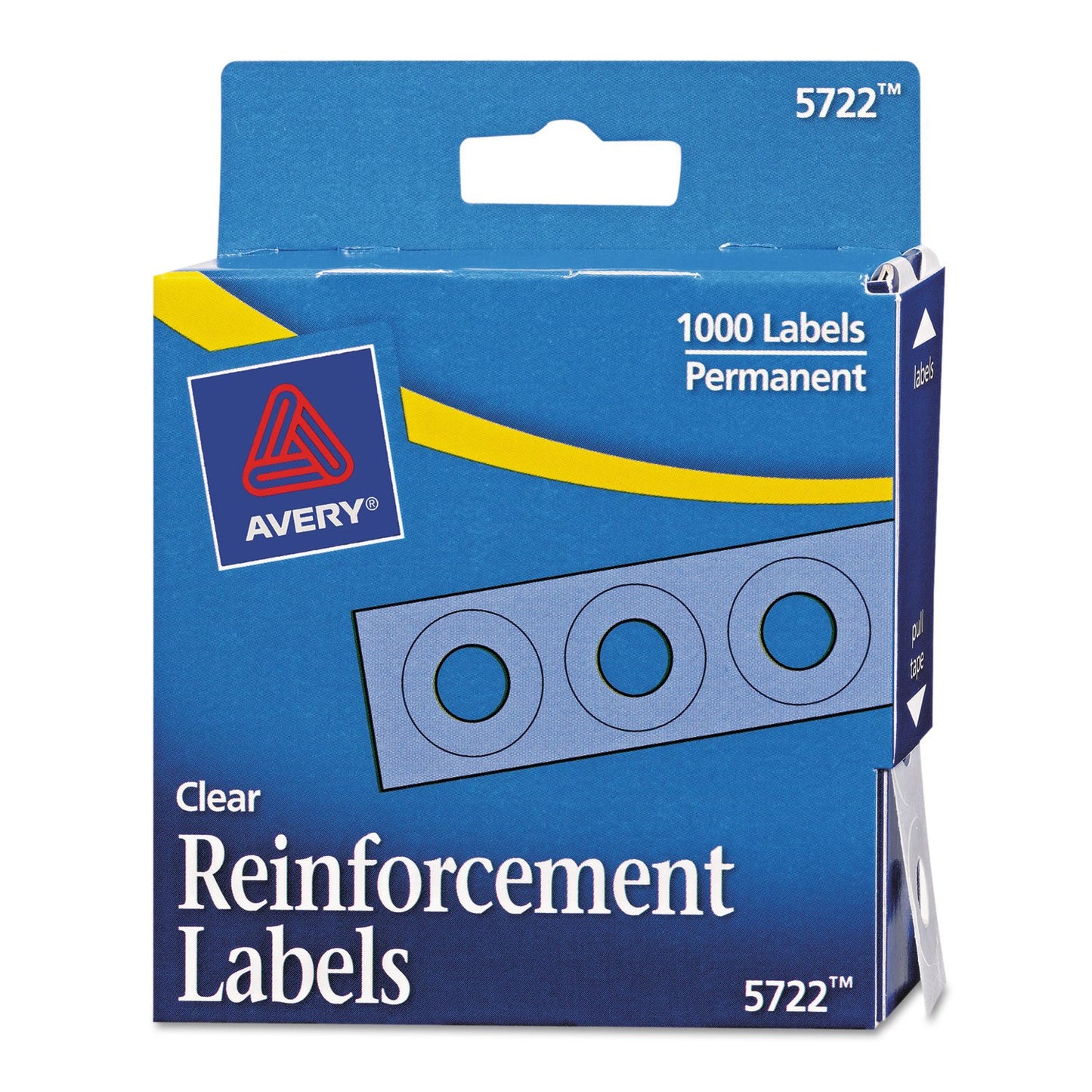 Avery 05722 Self-Adhesive Hole Reinforcement Labels, 1/4-Inch Round, Clear, 1000/PK
