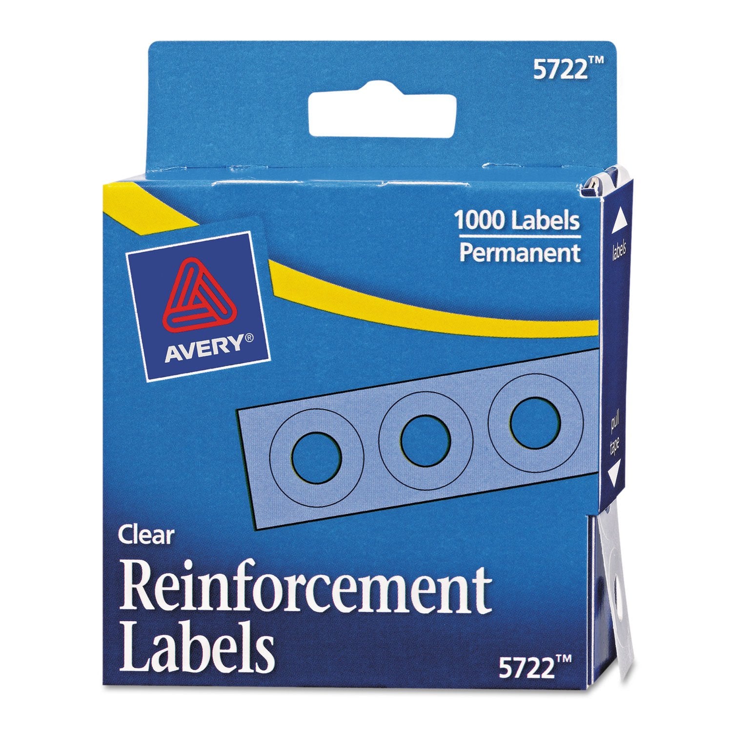 Avery 05722 Self-Adhesive Hole Reinforcement Labels, 1/4-Inch Round, Clear, 1000/PK