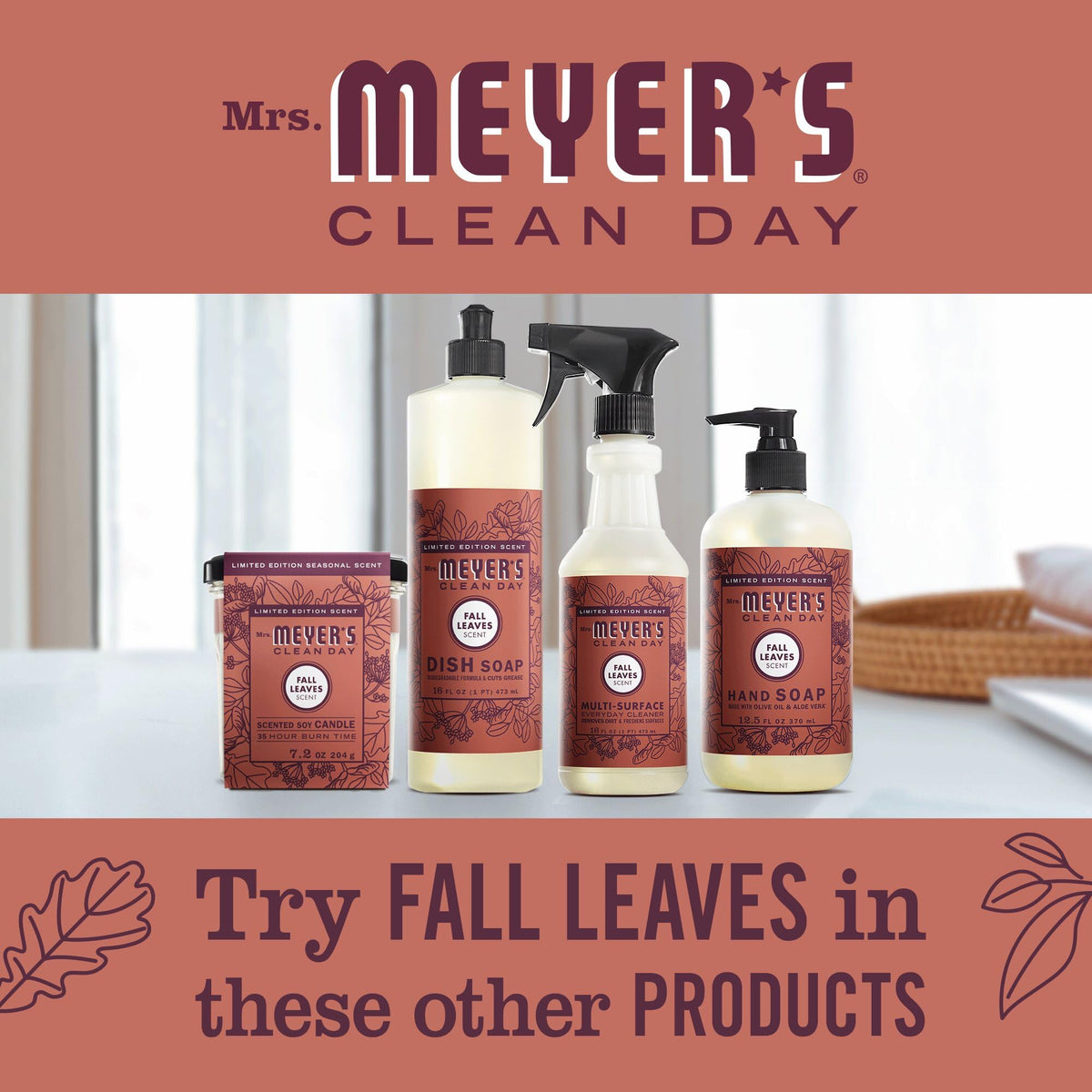 Mrs. MEYER'S Clean Day Dish Soap, Fall Leaves Scent, 16 fl oz (1)