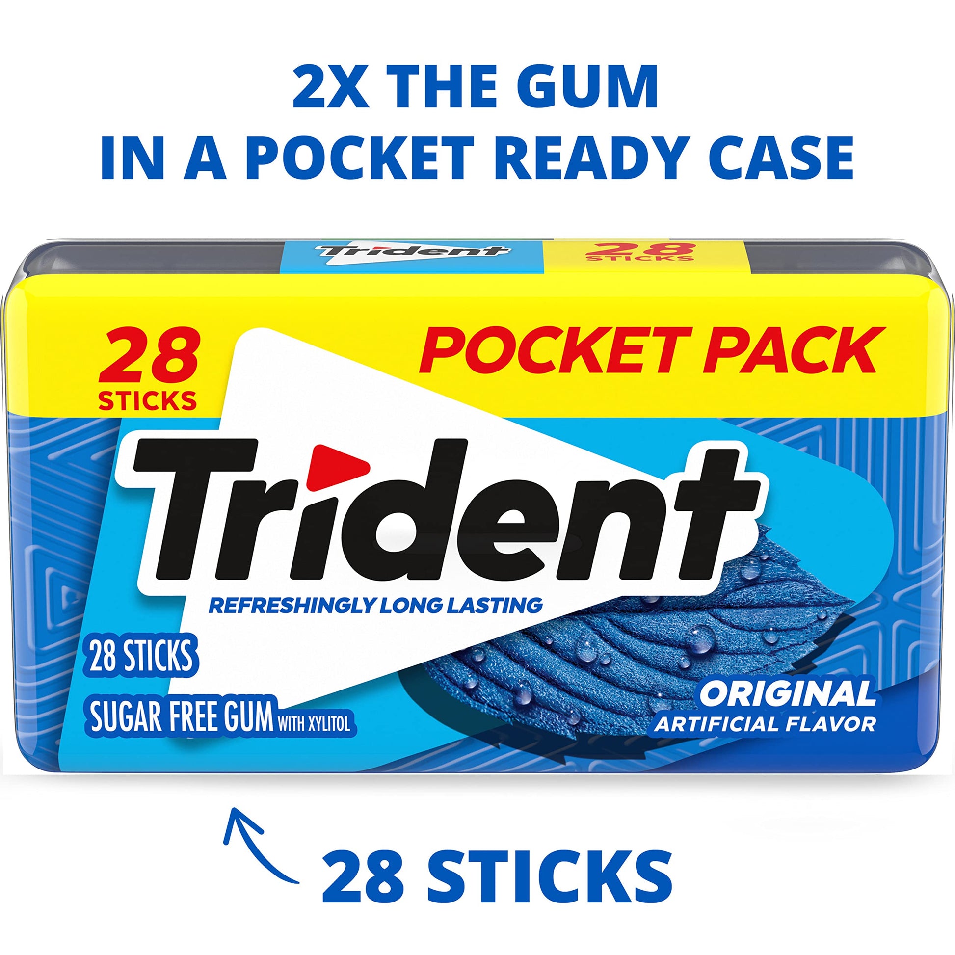 Trident Original Flavor Sugar-Free Chewing Gum, 6 Pocket Packs of 28 Pieces (168 Total Pieces)
