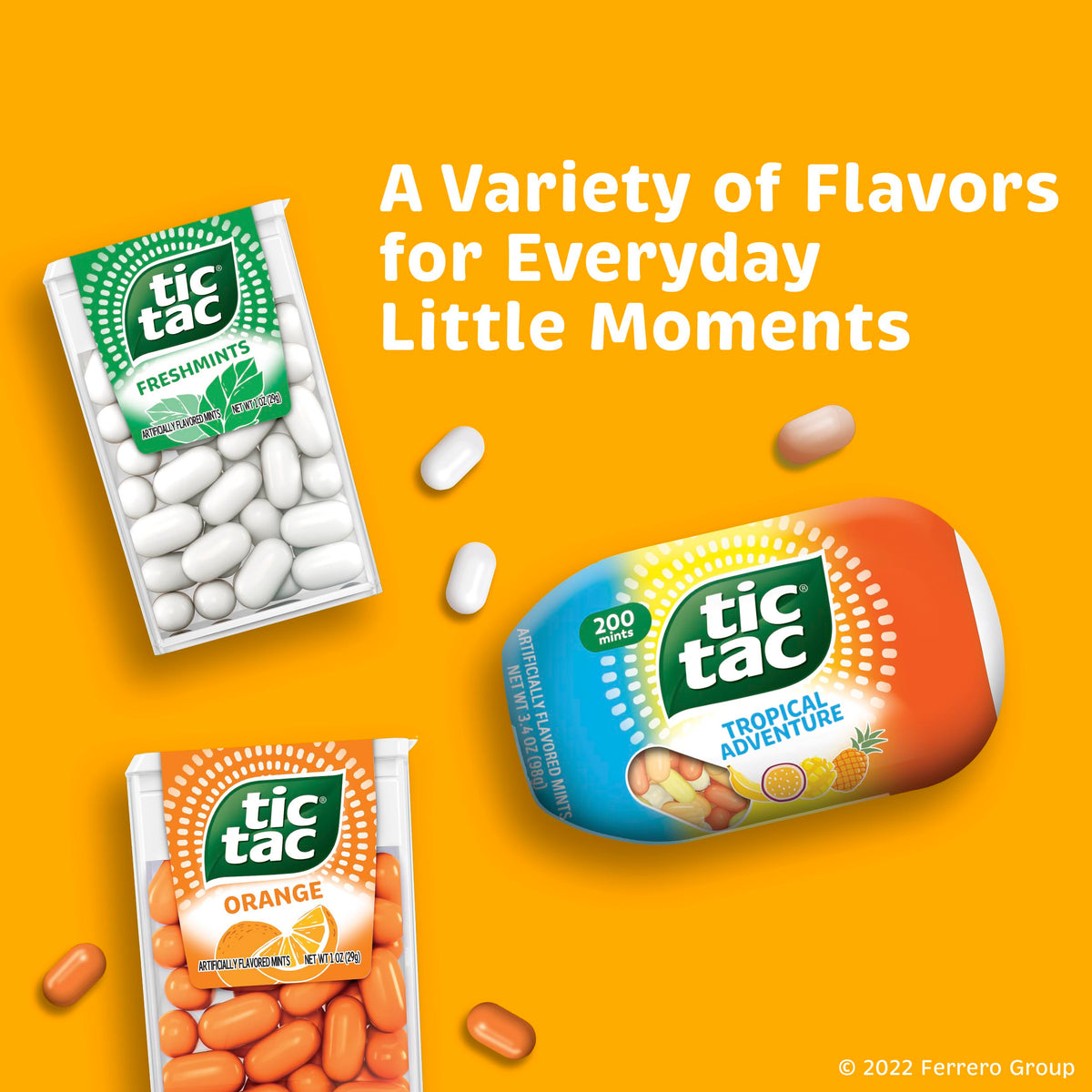 Tic Tac Tropical Adventure Fruit Flavored Mints, Bulk 12 Pack, On-The-Go Refreshment, 1.7 oz Each