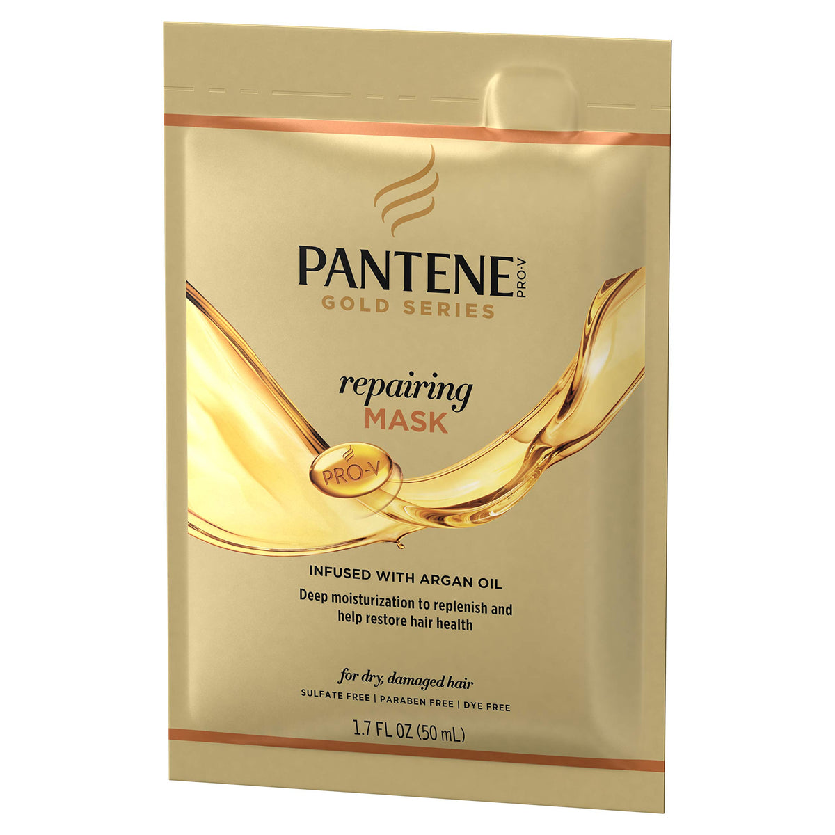 Gold Series, from Pantene Pro-V, Repairing Mask Treatment, with Argan Oil, Moisturize and Restore, 1.7 fl oz - Pack of 10