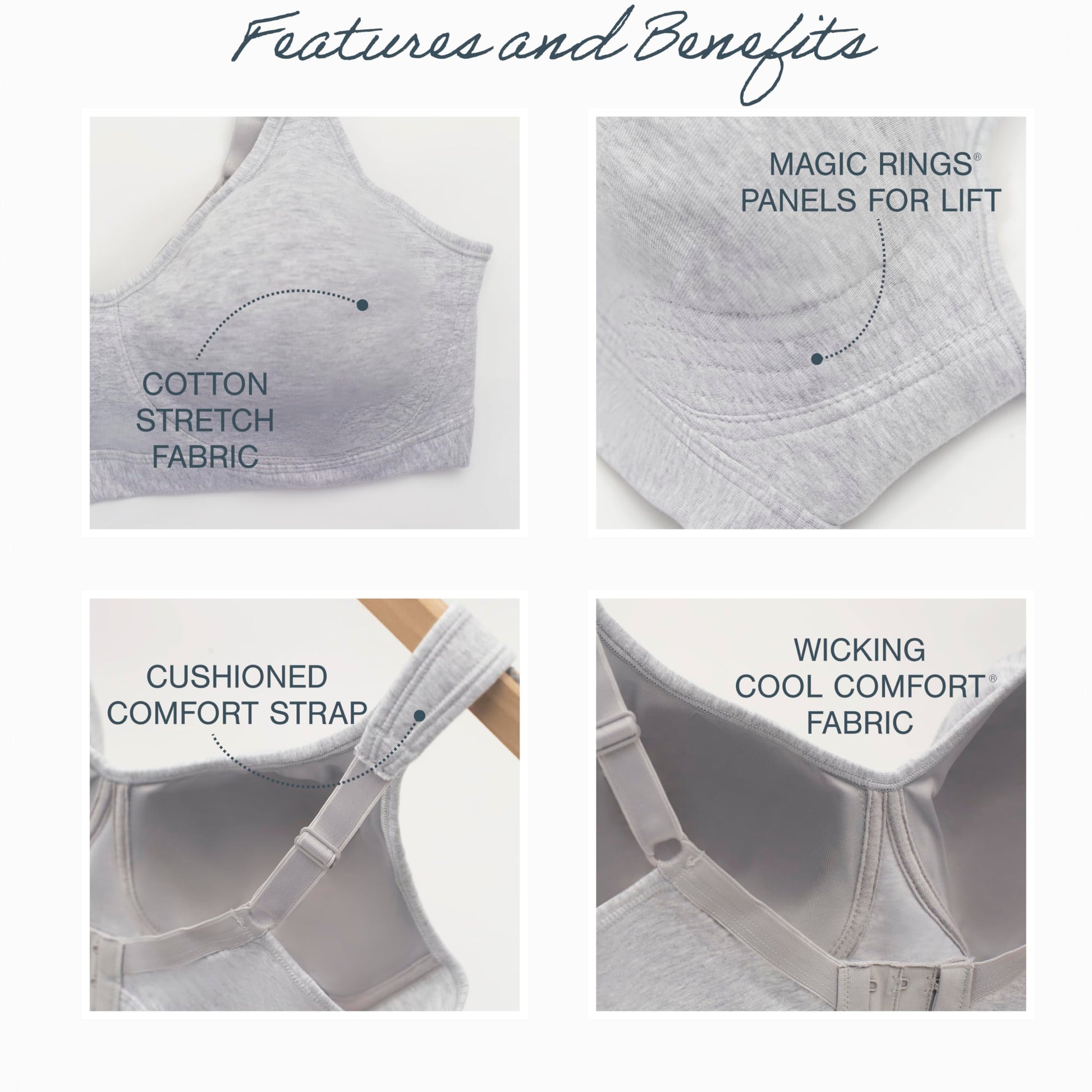 PLAYTEX Womens 18 Hour Ultimate Lift & Support Cotton Stretch Wireless Us474c Full Coverage Bra, Grey Heather, 38DD US
