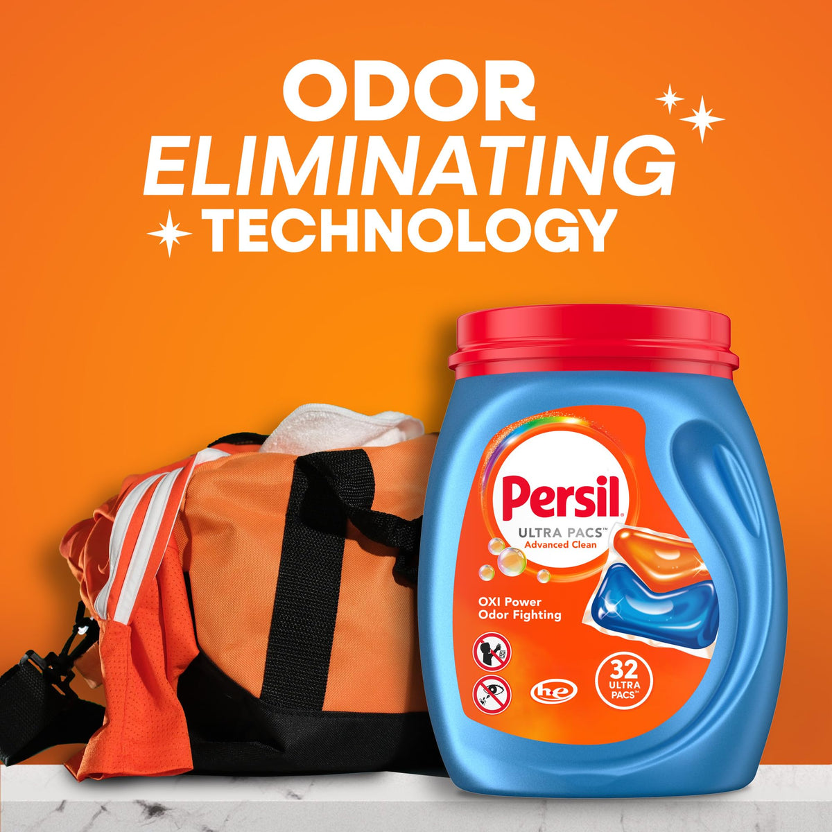 Persil Ultra Pacs Advanced Clean Oxi+Odor Power Laundry Detergent, 32 count
