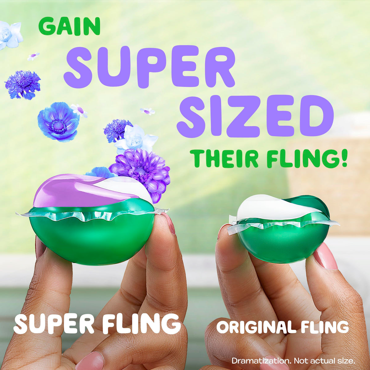 Gain Super Sized Flings Laundry Detergent Pacs, 18 Count, Dewdrop Dream Scent
