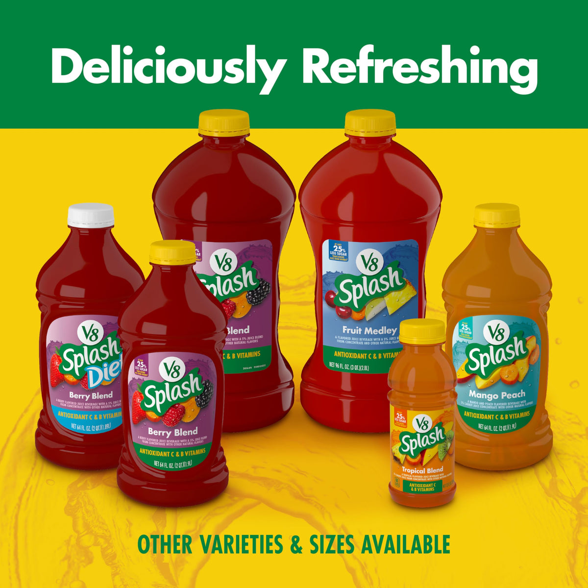 V8 Splash Tropical Blend Flavored Juice Beverage, 16 fl oz Bottle (12 Pack)