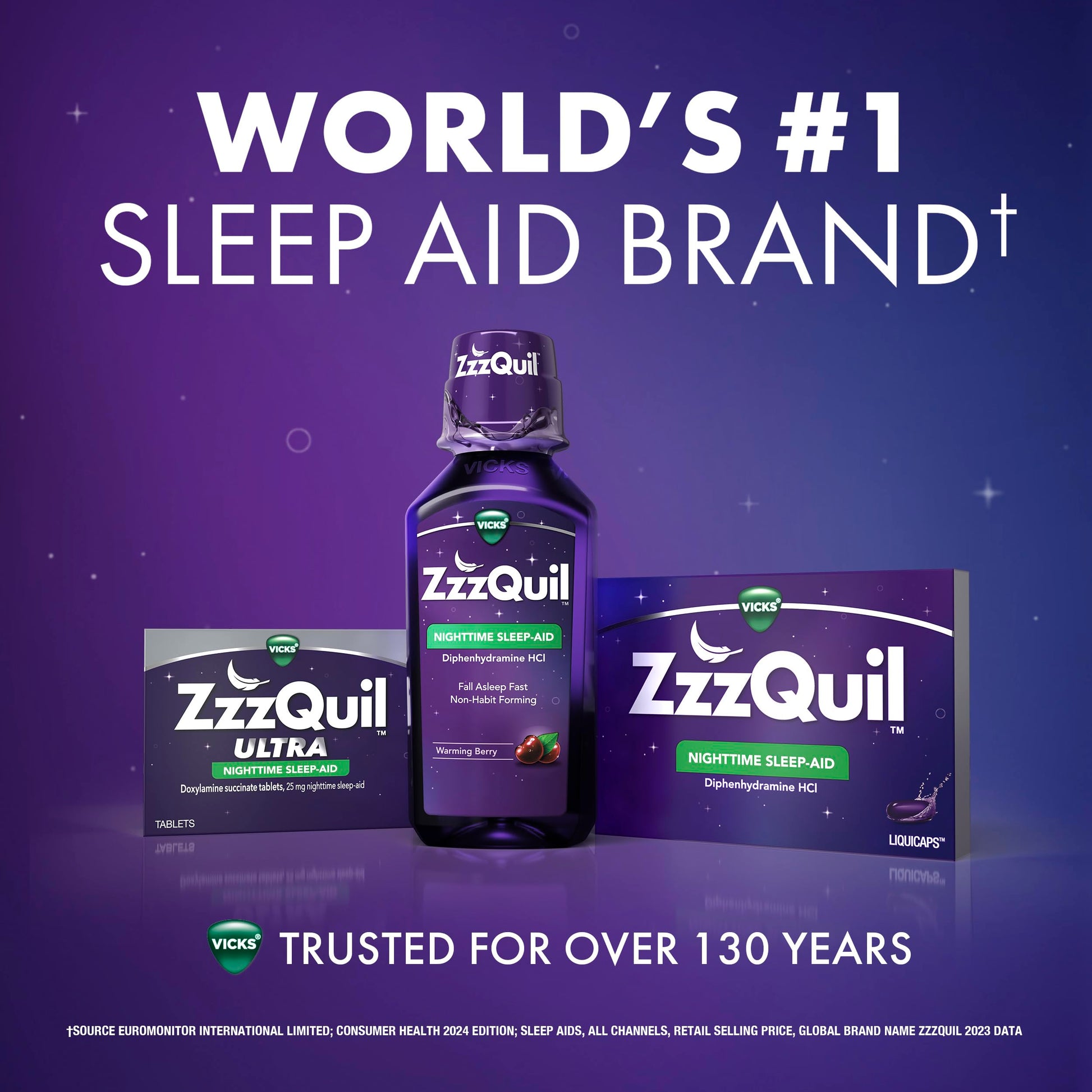 ZzzQuil, Sleep Aid, Nighttime Sleep Aid Liquid, 50 mg Diphenhydramine HCl, Fall Asleep Fast, Non-Habit Forming, Warming Berry Flavor, 12 FL OZ