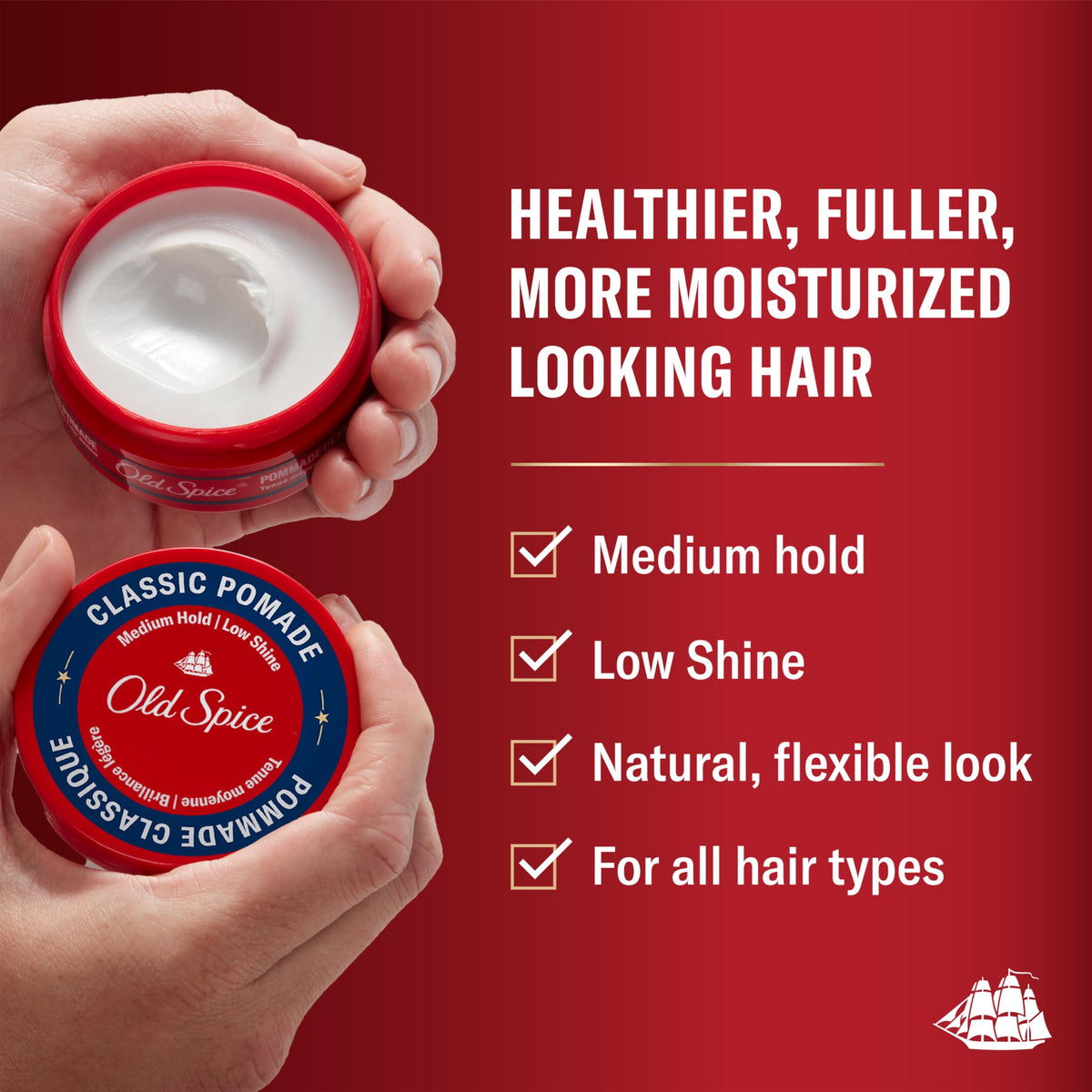 Old Spice Classic Pomade for Men, Medium Hold with Low Shine, 2.22 oz