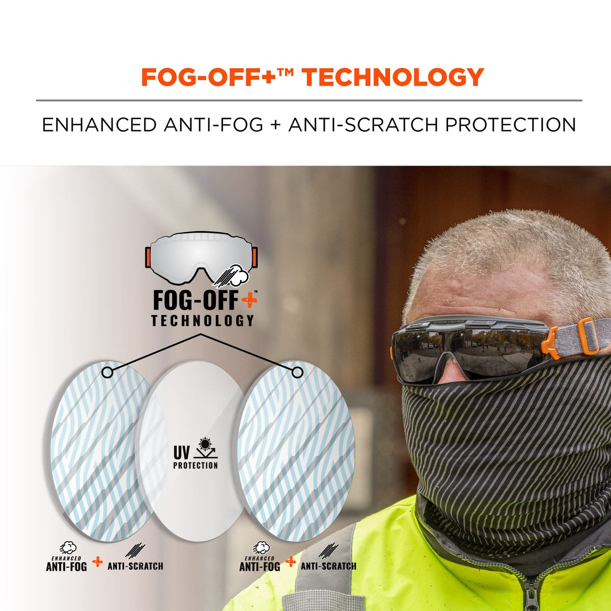 Ergodyne Skullerz Arkyn Protective Dust Sategy Goggle, Non-Vented, Anti Fog, Scratch Resistant, Adjustable Neoprene Strap
