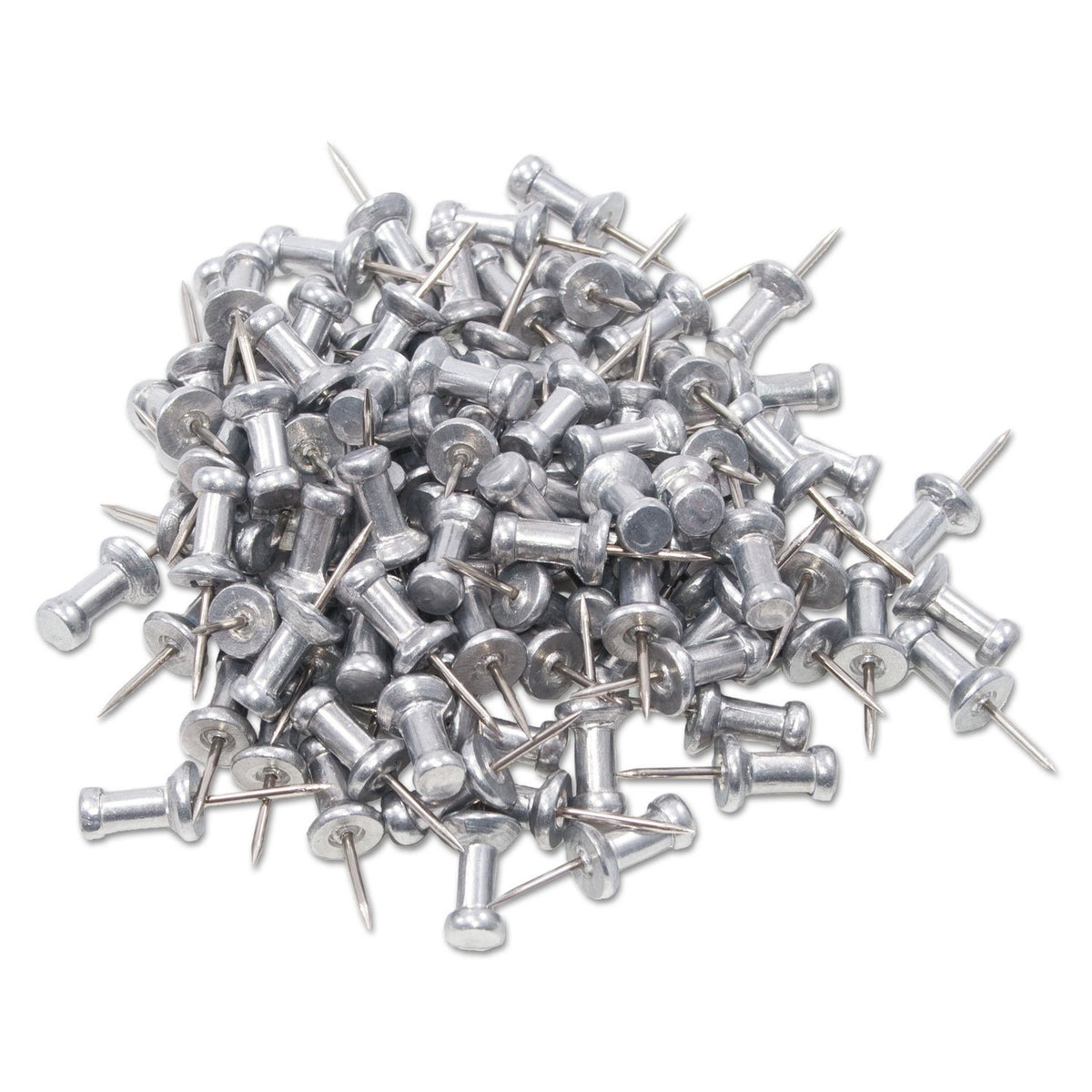 GEM CPAL3 Aluminum Head Push Pins, Aluminum, Silver, 3/8" (Box of 100)