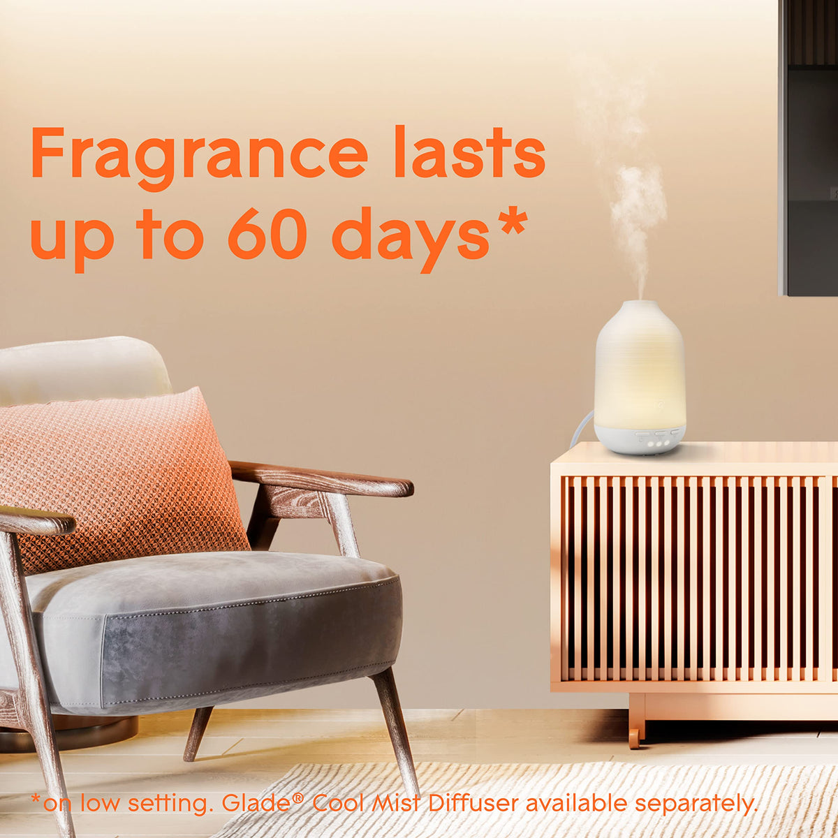 Glade Aromatherapy Essential Oil Diffuser Refill, Cool Mist Aromatherapy Diffuser & Air Freshener for Home, Pure Happiness with Orange & Neroli Scent, 17.4 ml