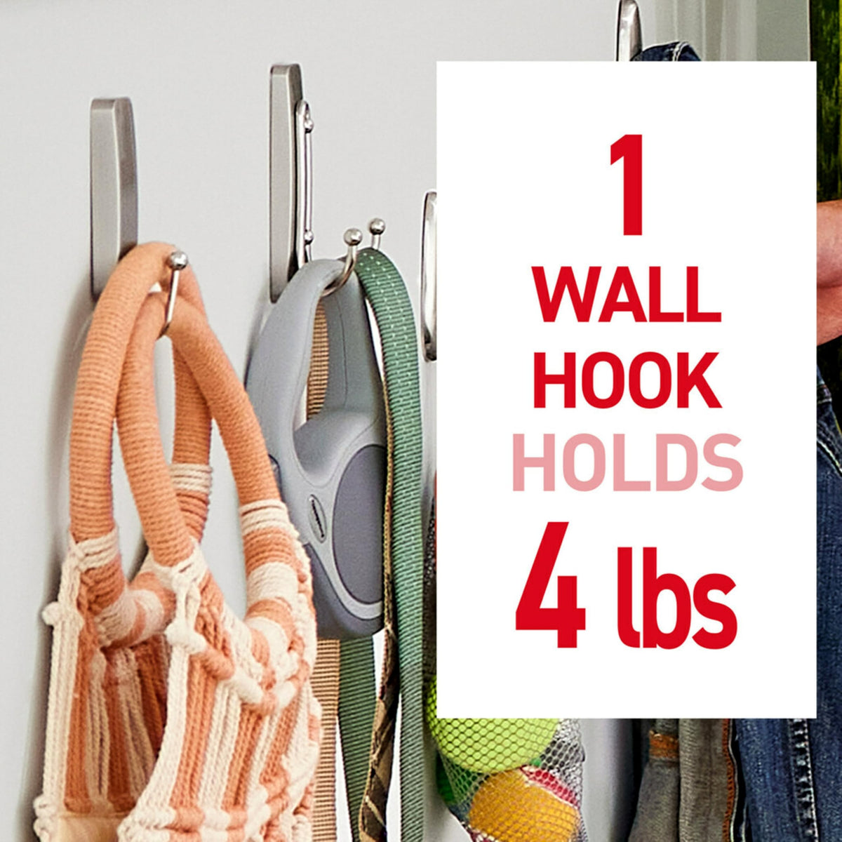 Command Large Double Wall Hook, Brushed Nickel, Decorate Damage-Free