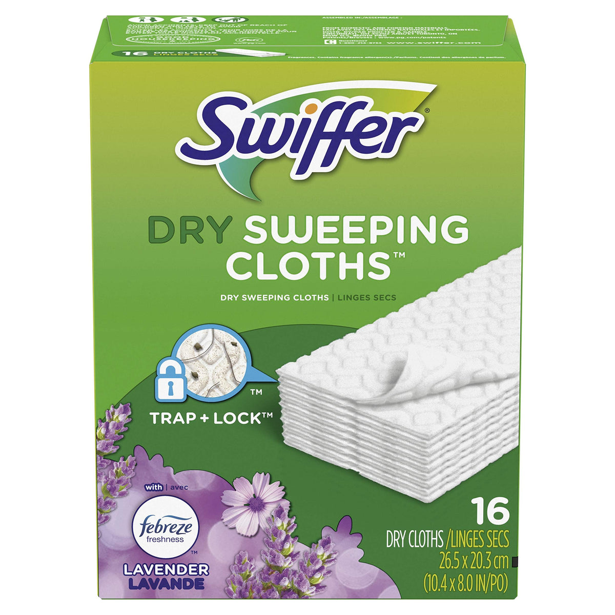Swiffer Sweeper Dry Sweeping Pad, Multi Surface Refills for Dusters Floor Mop, with Febreze Lavender, 16 count