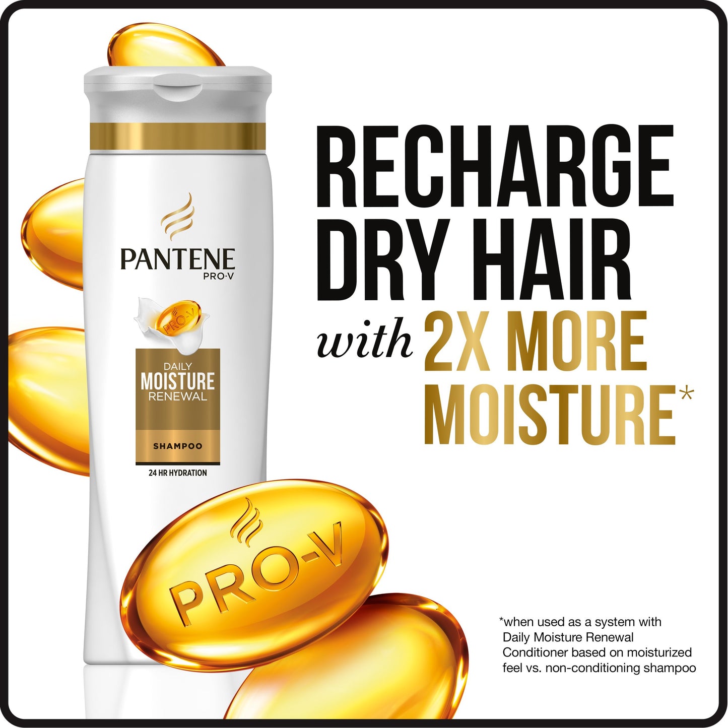 Pantene Pro-v Daily Moisture Renewal Shampoo, 3.38 Fluid Ounce (pack Of 24)