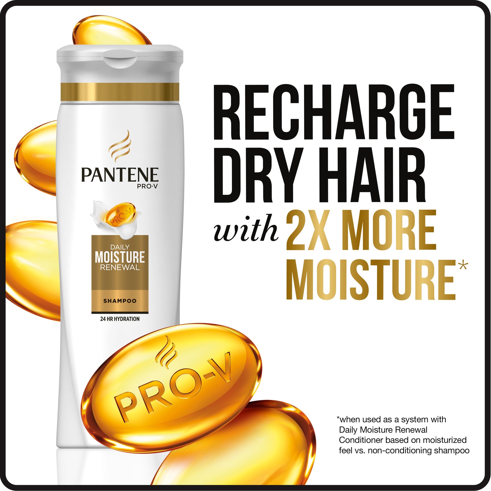 Pantene Pro-v Daily Moisture Renewal Shampoo, 3.38 Fluid Ounce (pack Of 24)