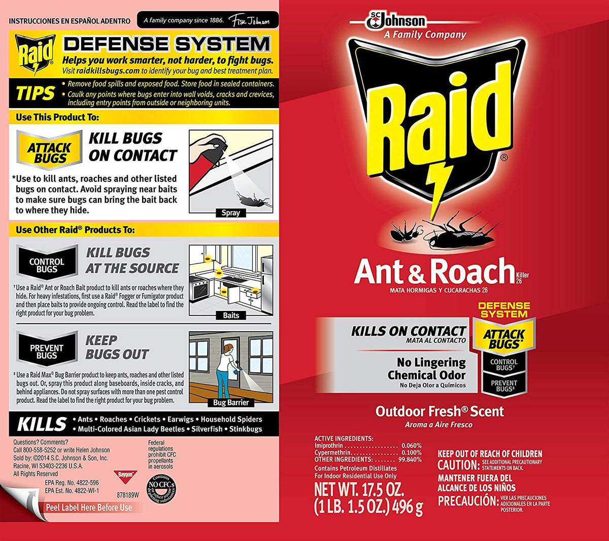 Raid Ant & Roach Killer Defense System, Outdoor Fresh Scent 17.5 Ounce (Pack of 12)