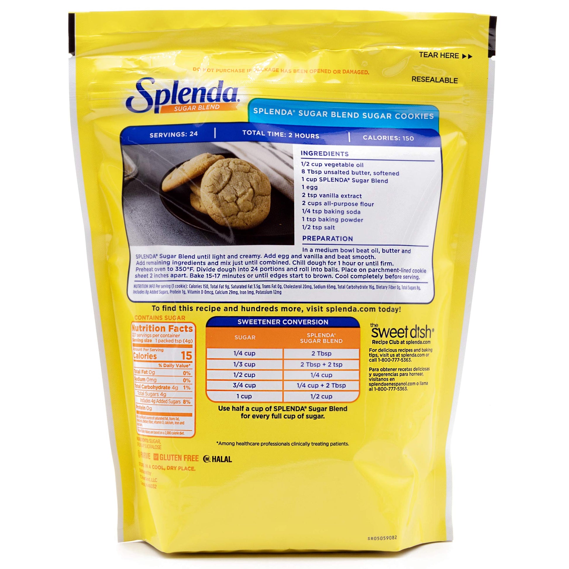 SPLENDA Low Calorie Sweetener for Baking Resealable Bag, Sugar Blend, 32 Ounce (Pack of 2)