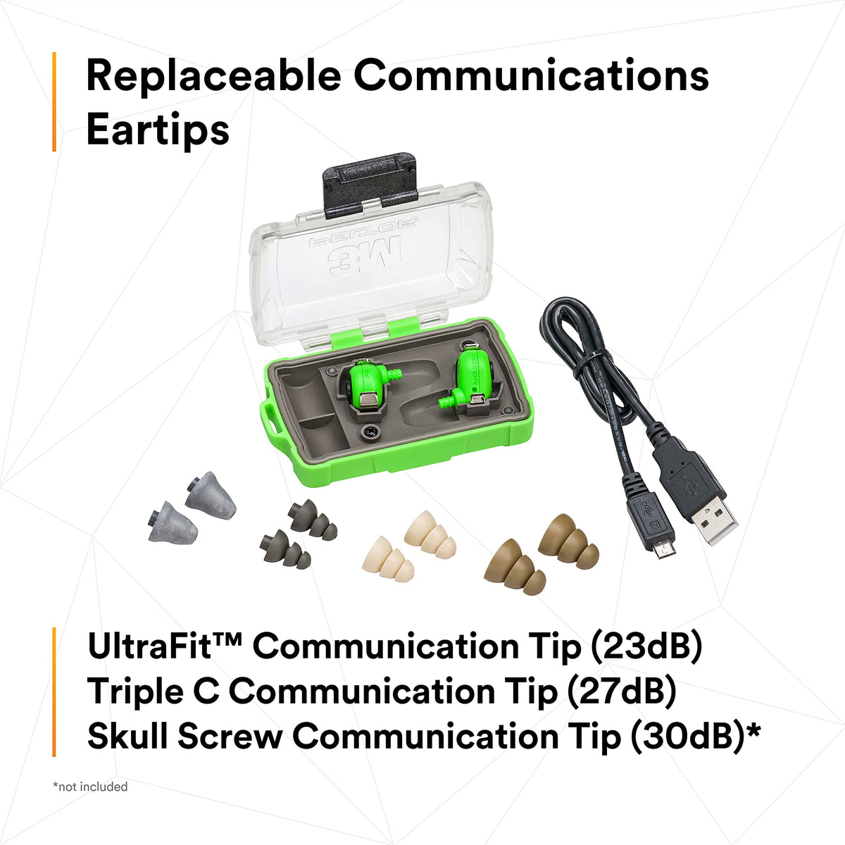 3M PELTOR EEP-100 Ear Plug Kit, Rechargeable, Noise Reduction, Construction, Manufacturing, Maintenance