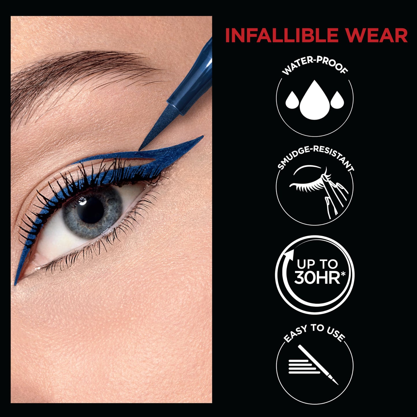 Lâ€™OrÃ©al Paris Cosmetics Paris Makeup Infallible Grip Precision Felt Eyeliner, Smudge Resistant, Long Lasting Waterproof Eyeliner, Blue, Blue, 0.03 fl oz