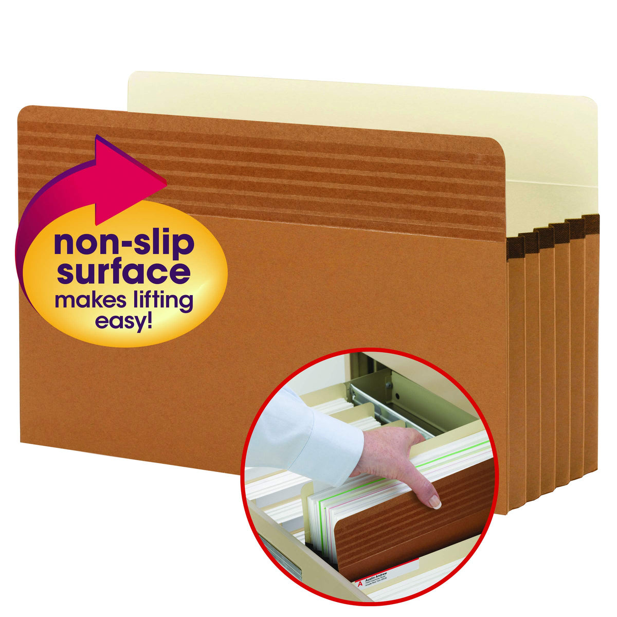 Smead Easy Grip® File Pocket, Straight-Cut Tab, 5-1/4" Expansion, Legal Size, Redrope, 10 per Box (73211)