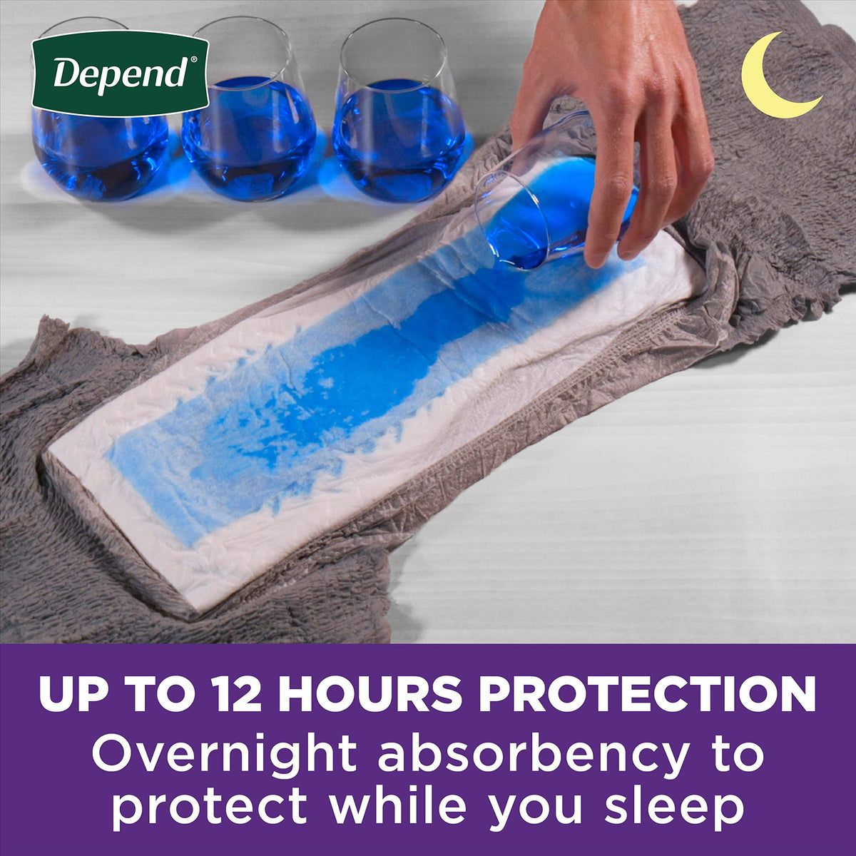 Depend Night Defense Adult Diapers, Incontinence Underwear for Men, Disposable, Overnight, Small/Medium, Grey, 16 Count, Packaging May Vary