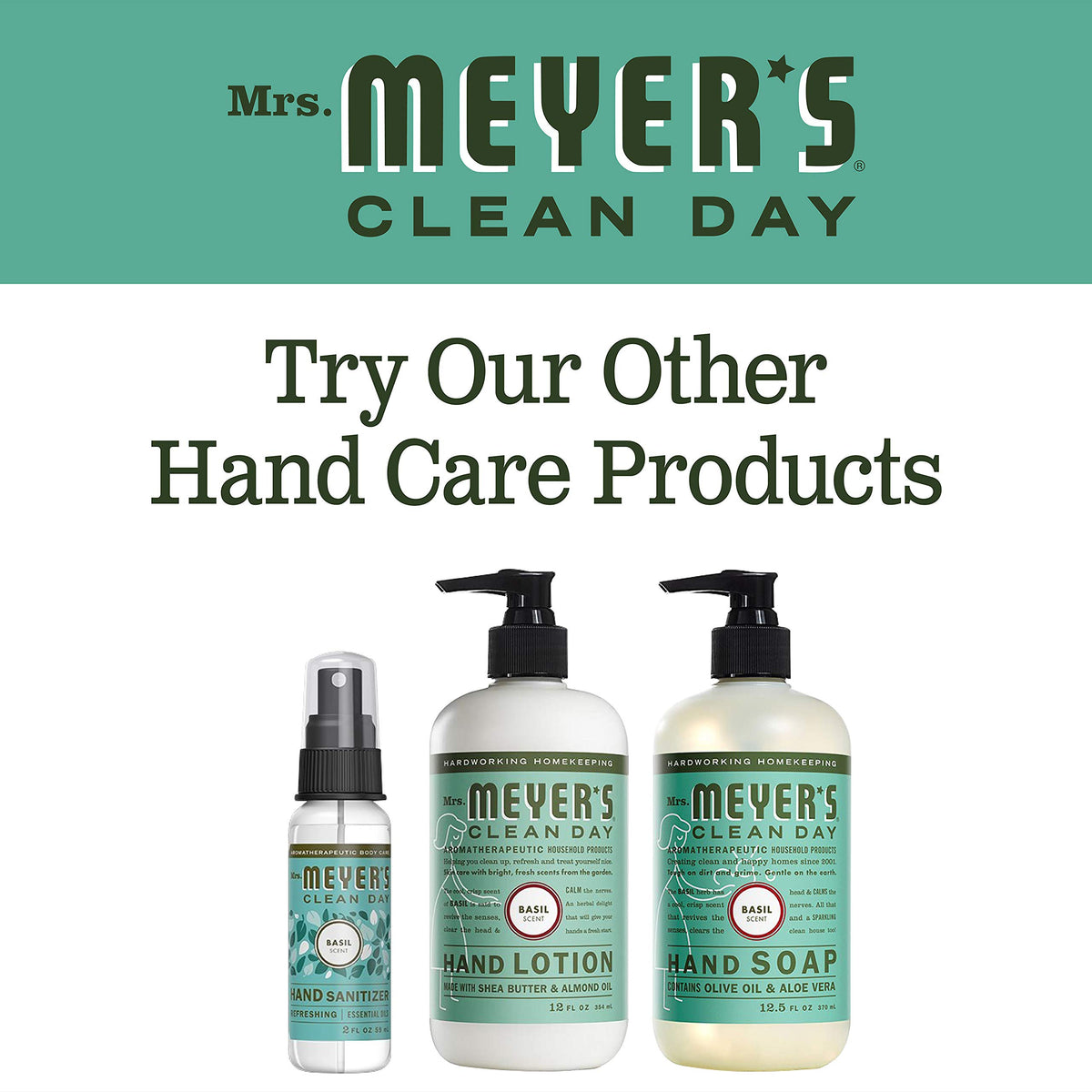 MRS. MEYER'S CLEAN DAY Hand Soap, Made with Essential Oils, Biodegradable Formula, Basil, 12.5 Fl. Oz