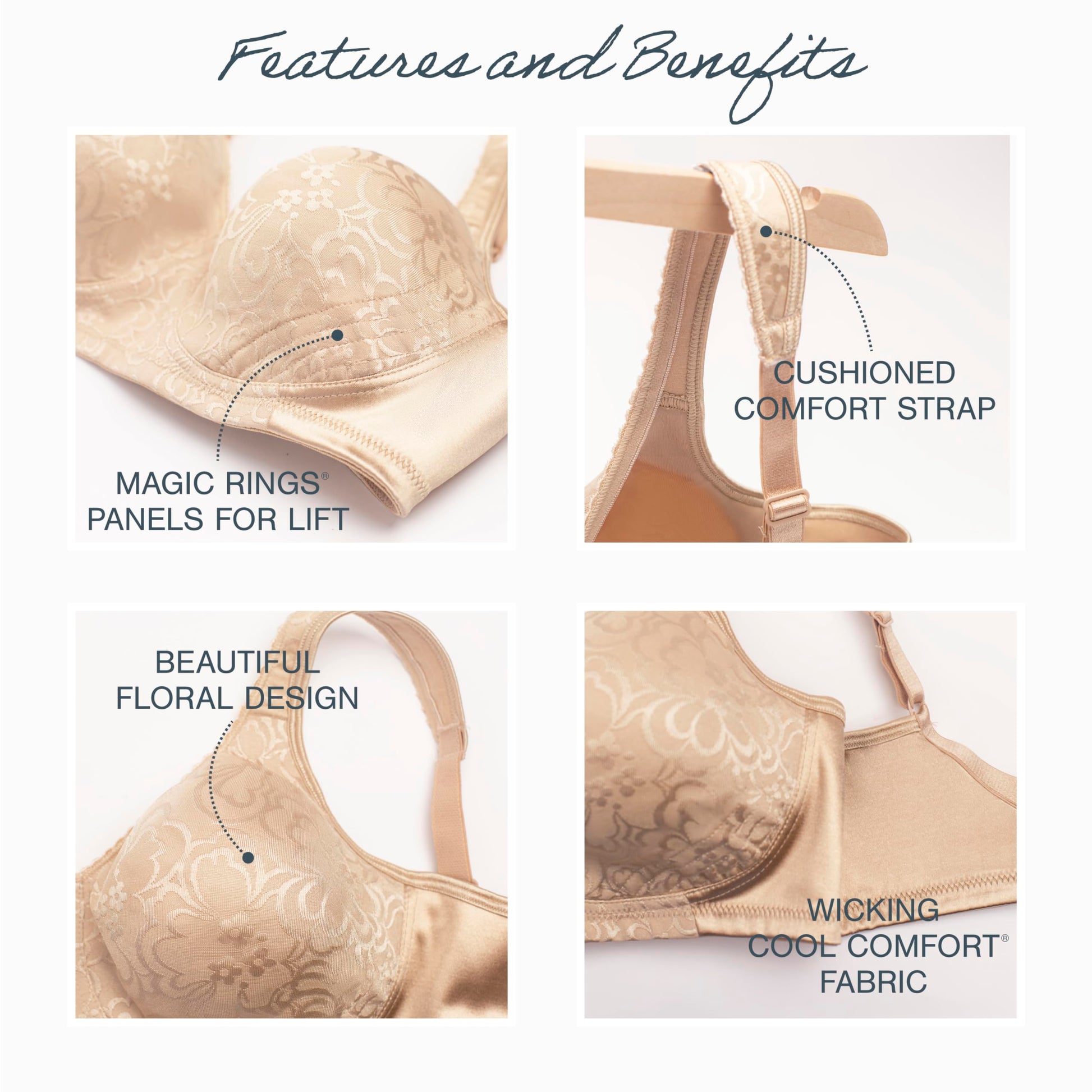 Playtex Women's 18 Hour Ultimate Lift & Support Wireless Bra US4745, Nude