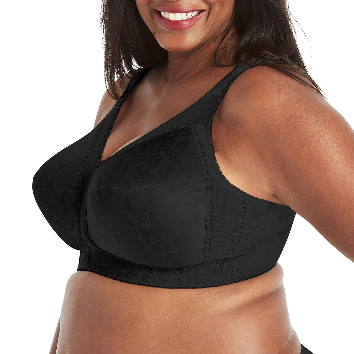 Playtex Women 18 Hour Comfort-Strap Wireless, Full-Coverage Bra, Single, Black/Black, 2-Pack, 42C