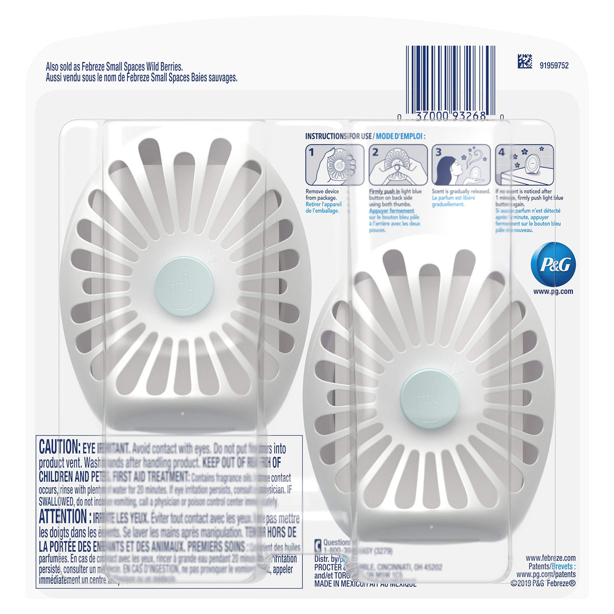 Febreze Small Spaces, Fresh - Twist Cranberry, 2 count
