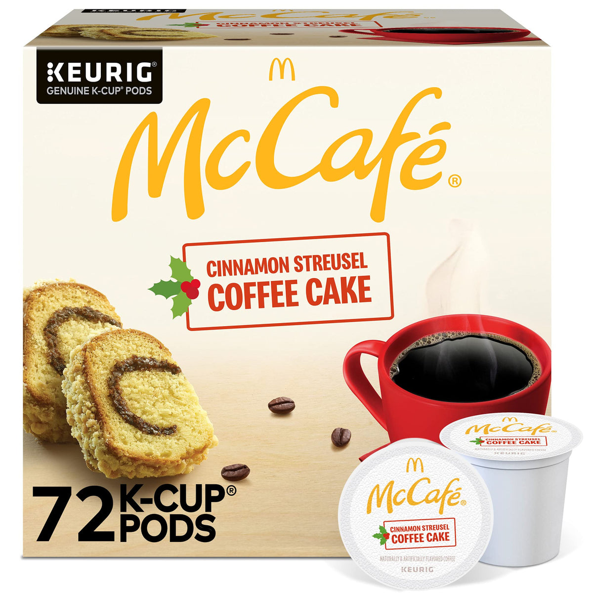 McCafe Cinnamon Streusel Coffee Cake Coffee, Keurig Single Serve K-Cup Pods, 72 Count