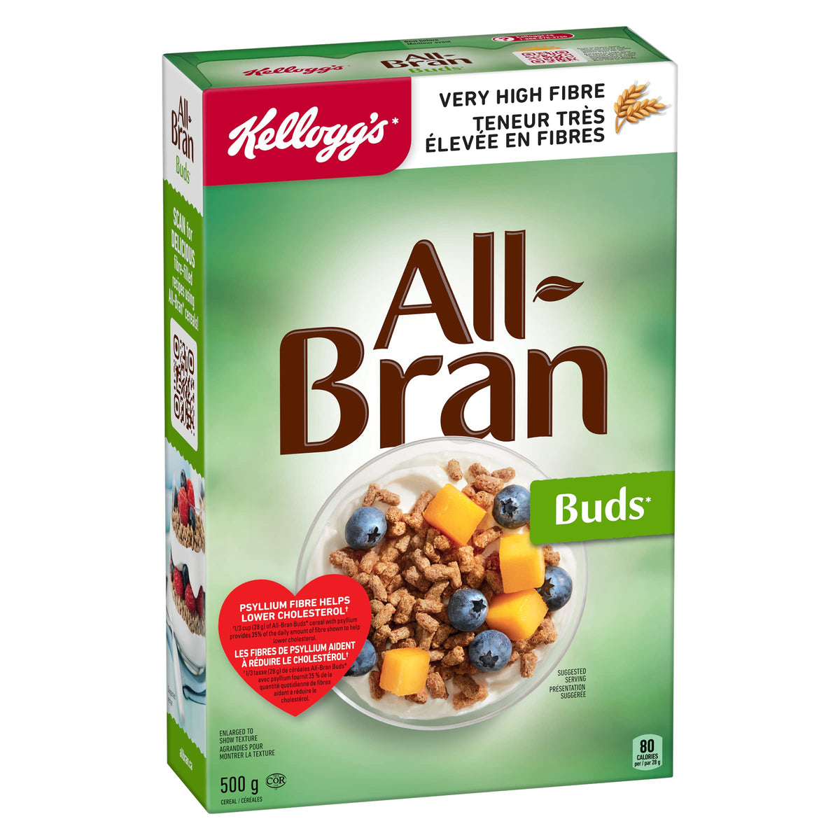 Kellogg's All Bran Buds Cereal 500g/17.6oz, (Imported from Canada)