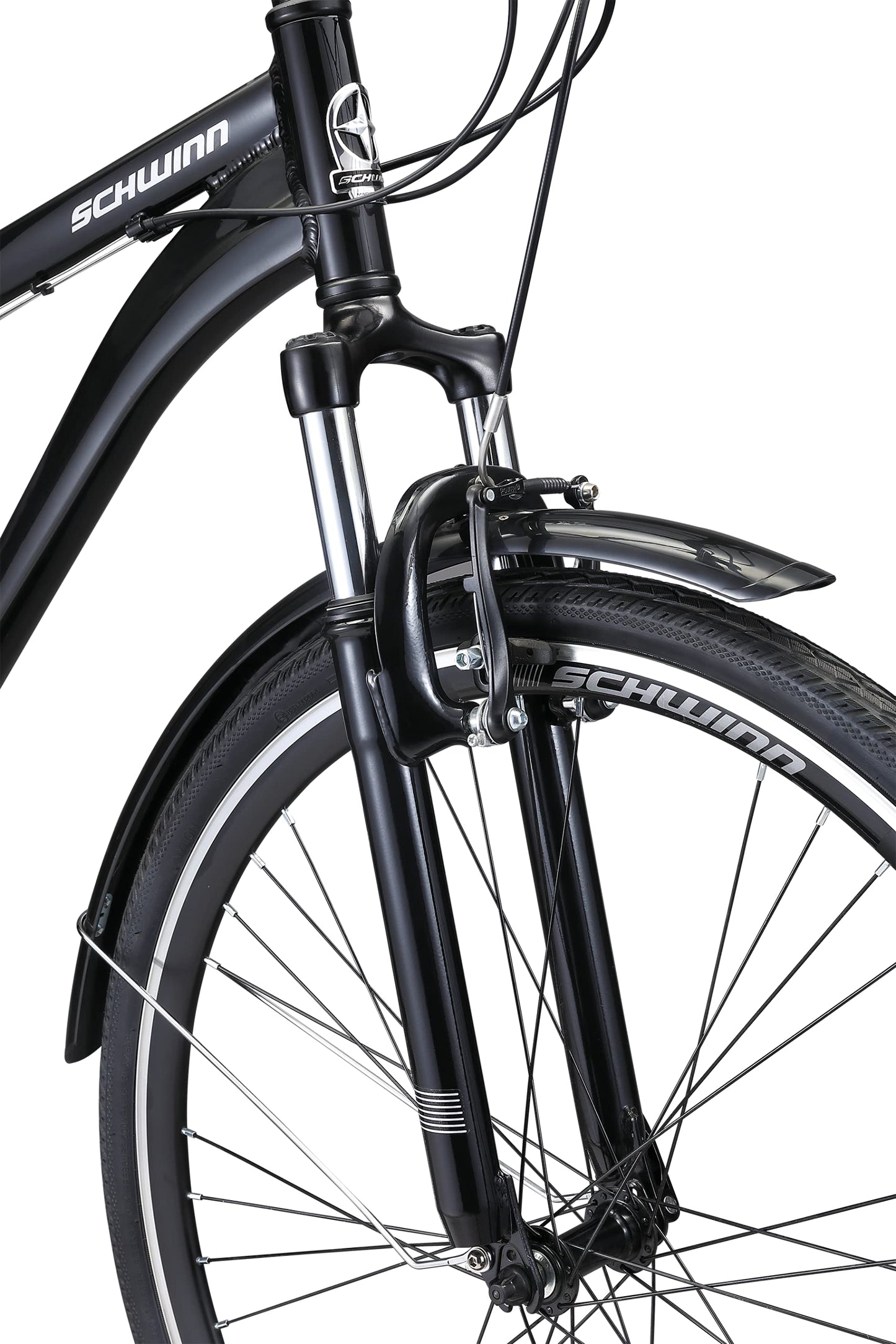 Schwinn Discover 2 Adult Hybrid Bike for Men and Women, 700c Wheels, 21-Speeds, 17-Inch Step-Over Frame, Front and Rear Fenders, Rear Cargo Rack, Black