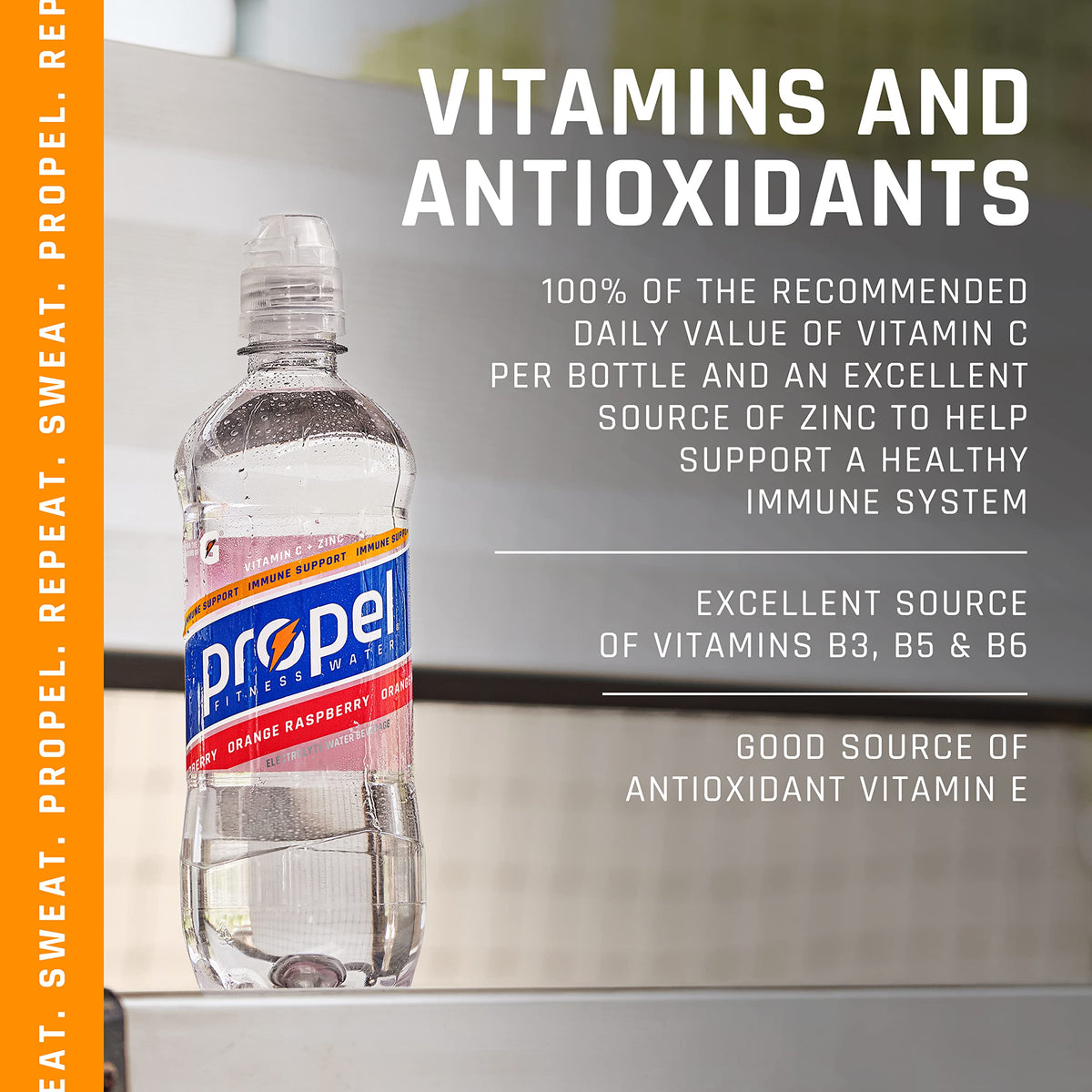 Propel Immune Support Liquid with Vitamin C + Zinc, Lemon Blackberry & Orange Raspberry Variety Pack, 24oz Bottles (Pack of 12)