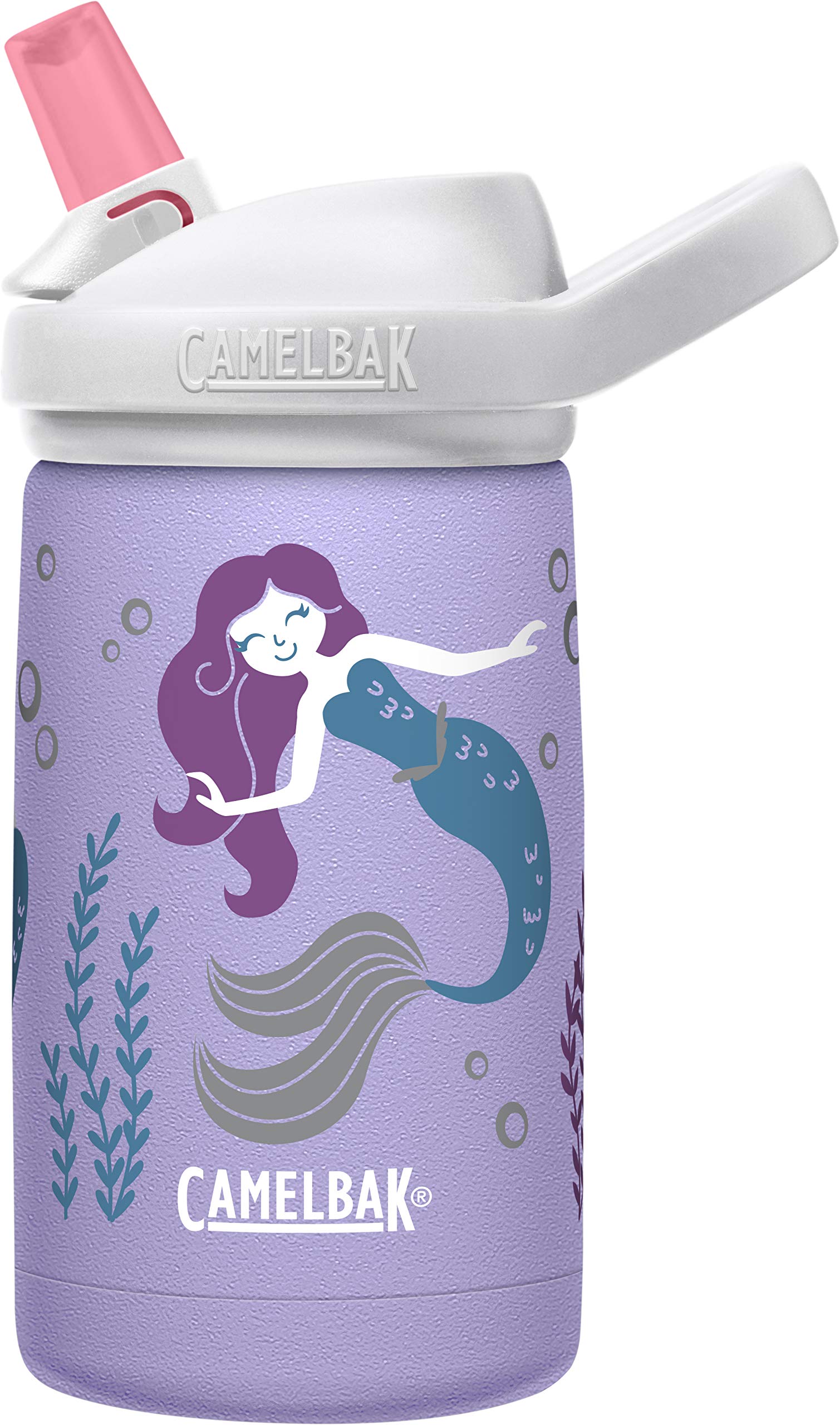 CamelBak Eddy+ Kids Bite Valve Straw Insulated Stainless Steel Water Bottle Moonlight Mermaids, 12oz