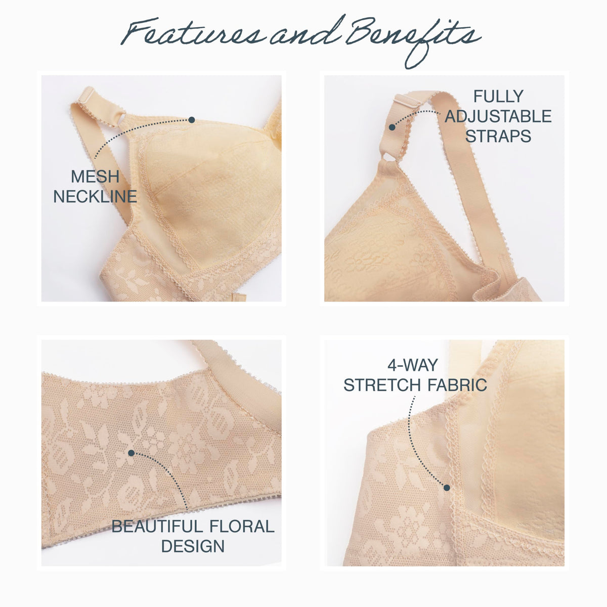 Playtex Women's 18 Hour Soft Cup Wirefree Bra, Beige, 42D