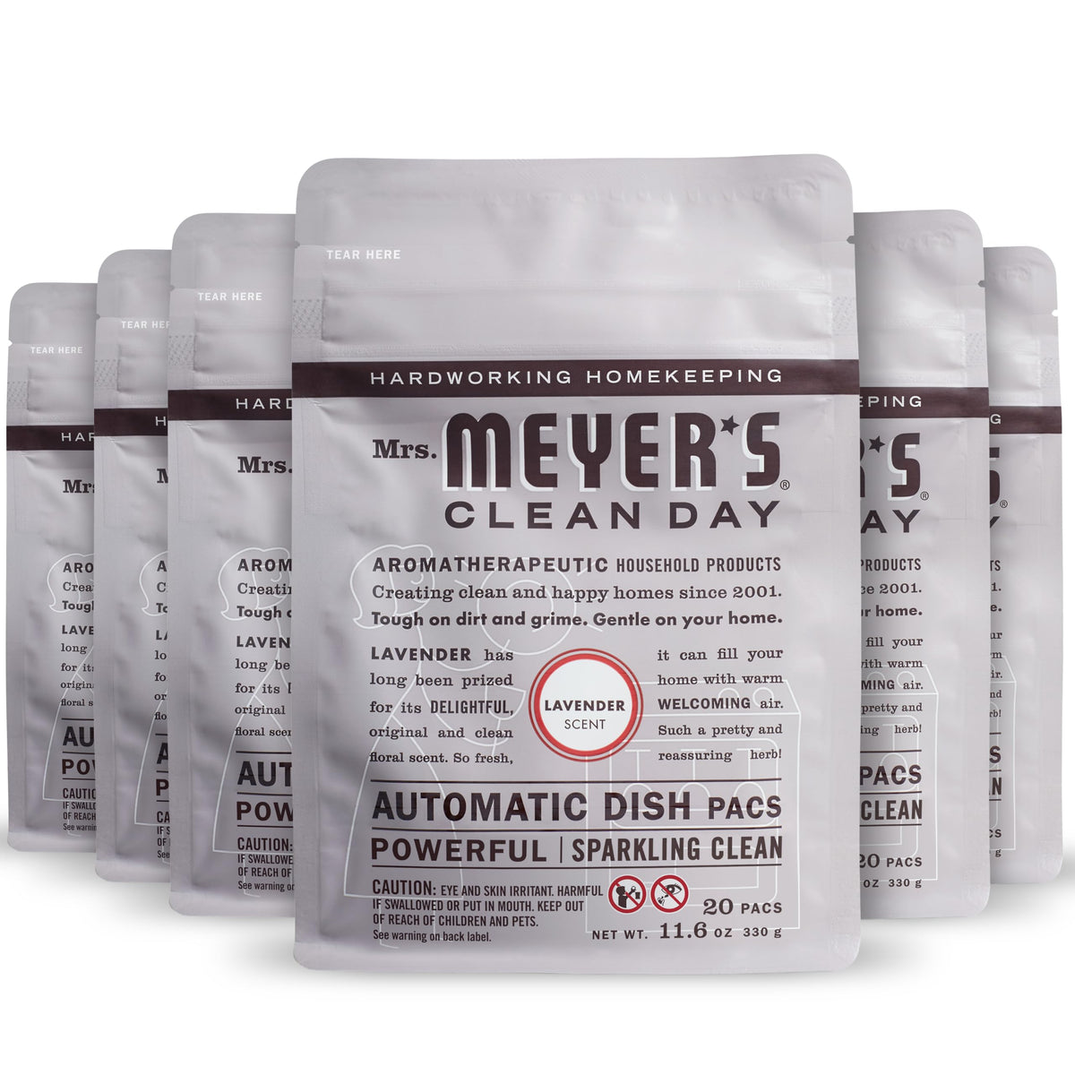 MRS. MEYER'S CLEAN DAY Automatic Dishwasher Pods, Lavender, 20 Count- Pack of 6