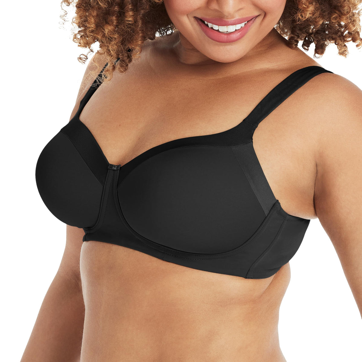 PLAYTEX Womens Secrets Full-coverage Wireless T-shirt For Full Figures, Us4824 Balconette Bra, Black, 38DD US