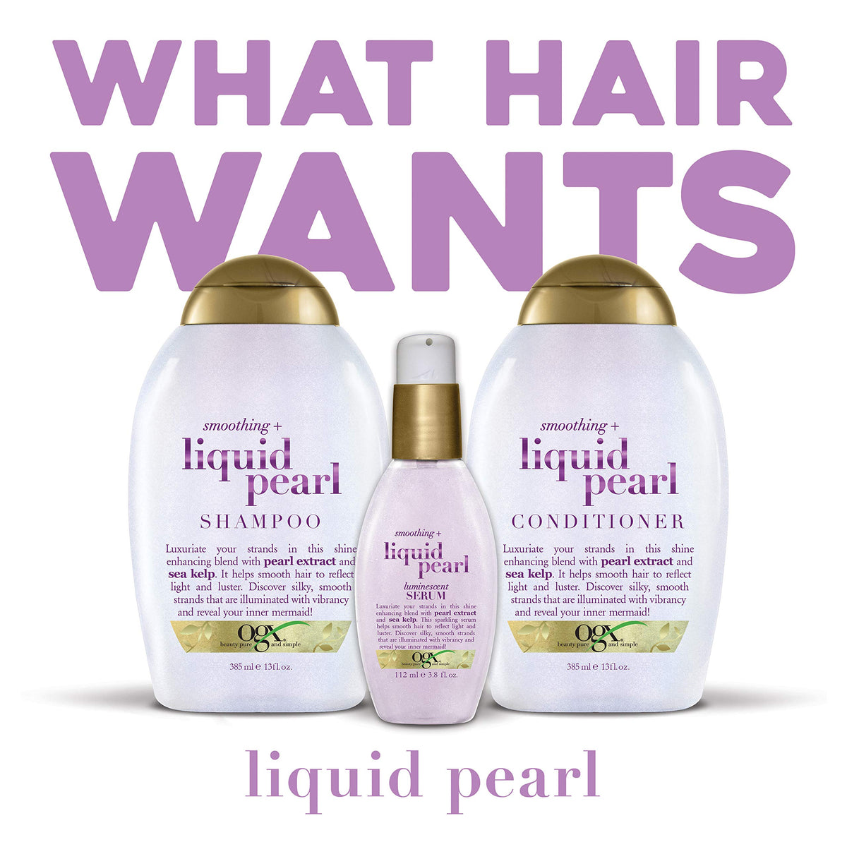 OGX Smoothing + Liquid Pearl Shampoo, 13 Ounce