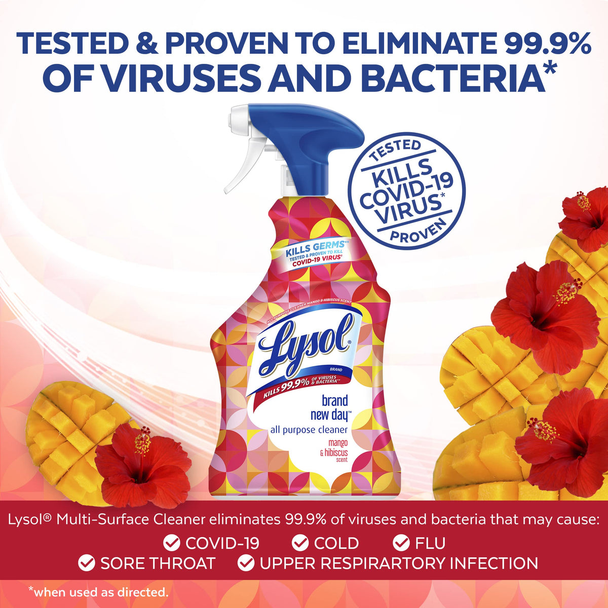 Lysol All-Purpose Cleaner, Mango & Hibiscus Scent, 32oz (Pack of 3)