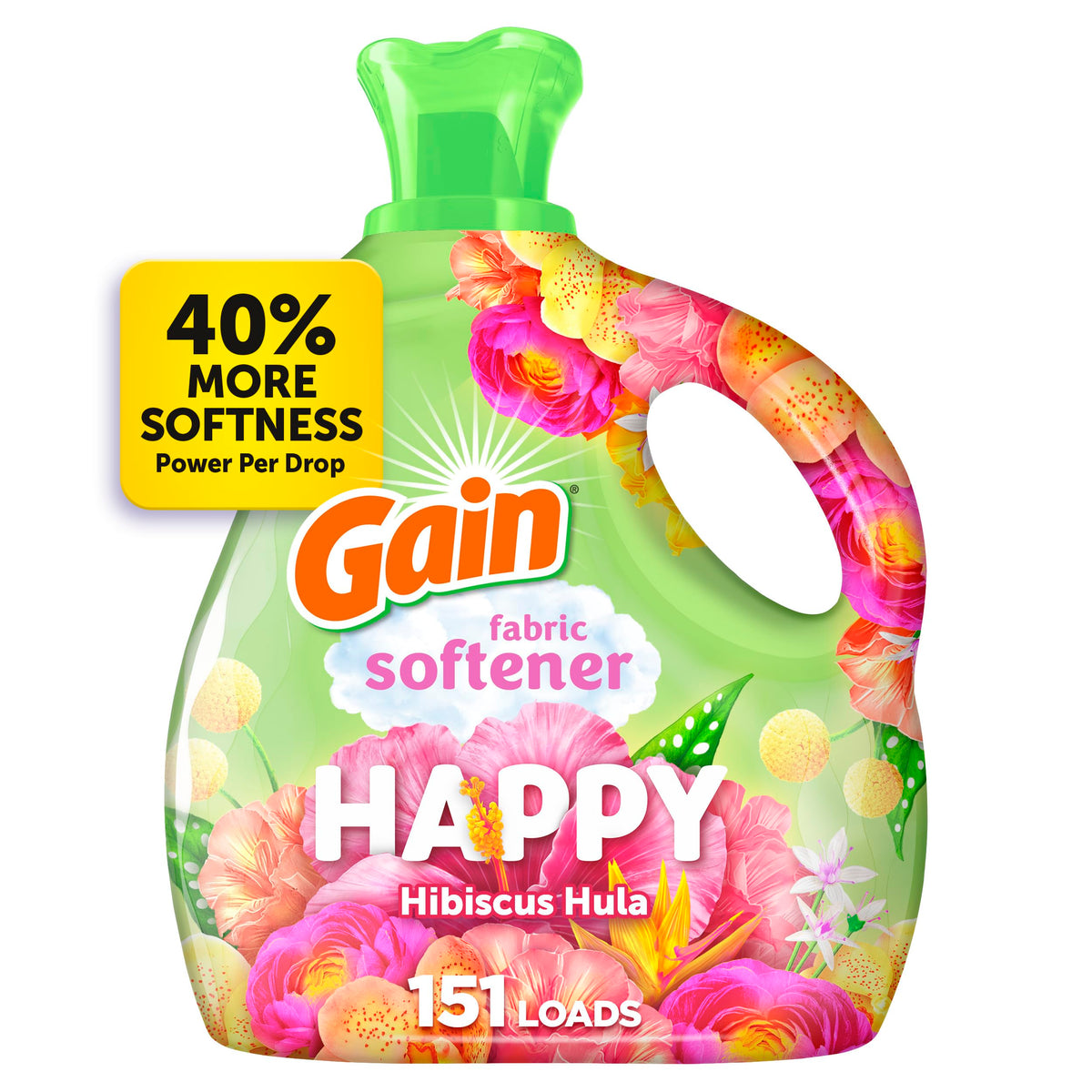 Gain Liquid Fabric Softener (Fabric Conditioner), Happy, 101 fl oz, 151 Loads