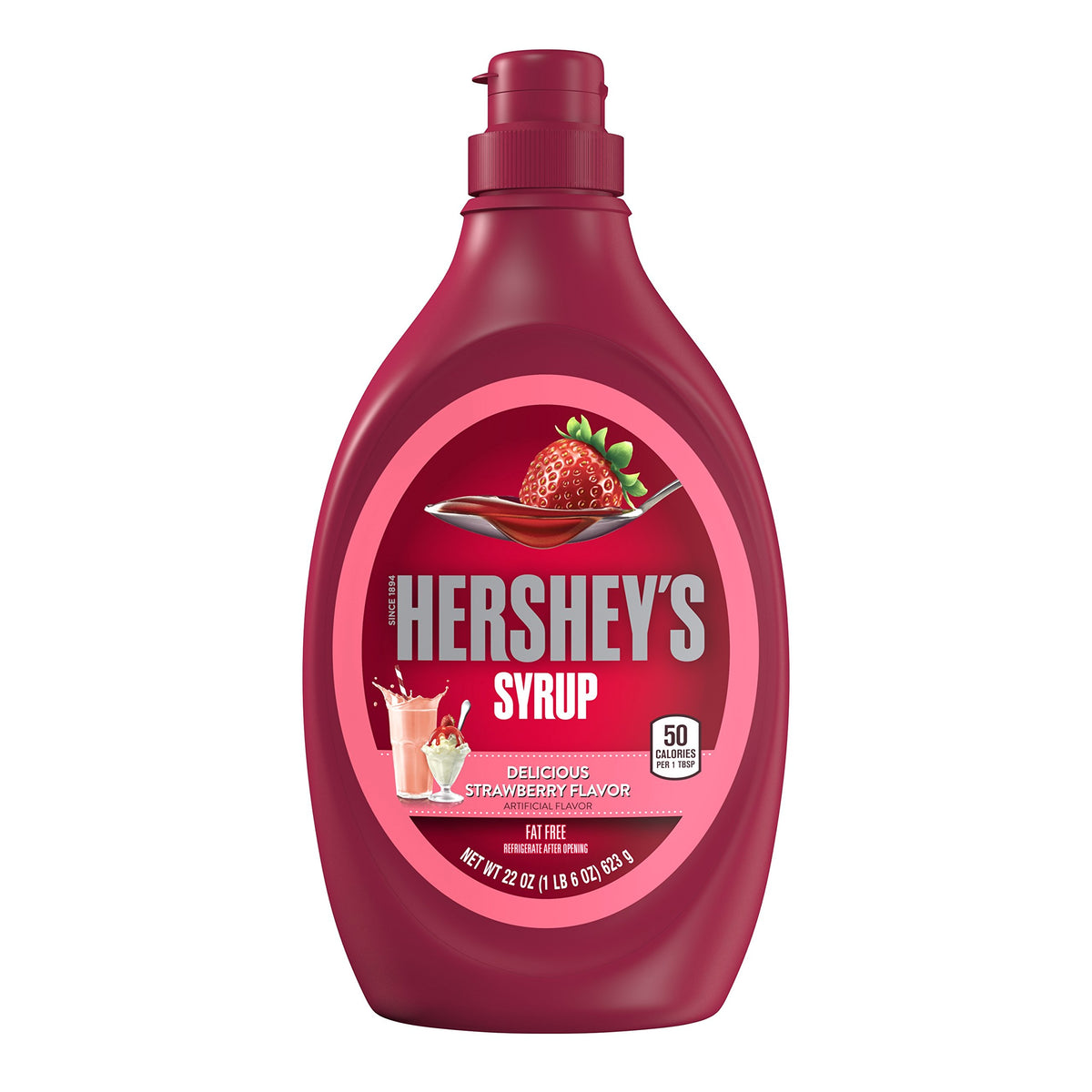 HERSHEY'S Strawberry Syrup, 22 Ounce (Pack of 6)