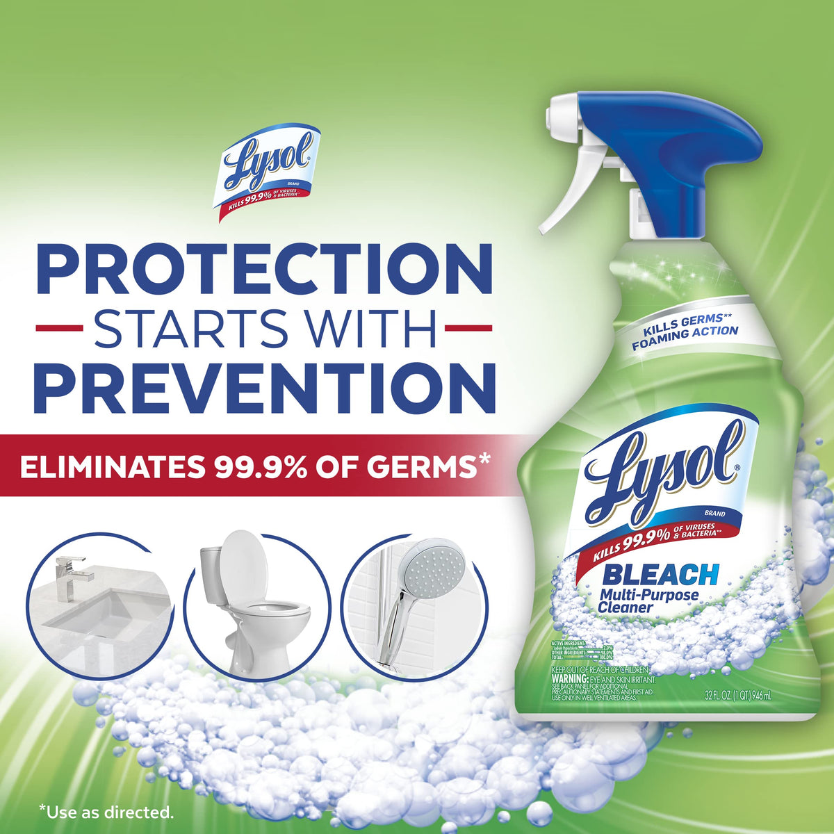 Lysol All Purpose Cleaner with Bleach, 32 Ounce (Pack of 2)