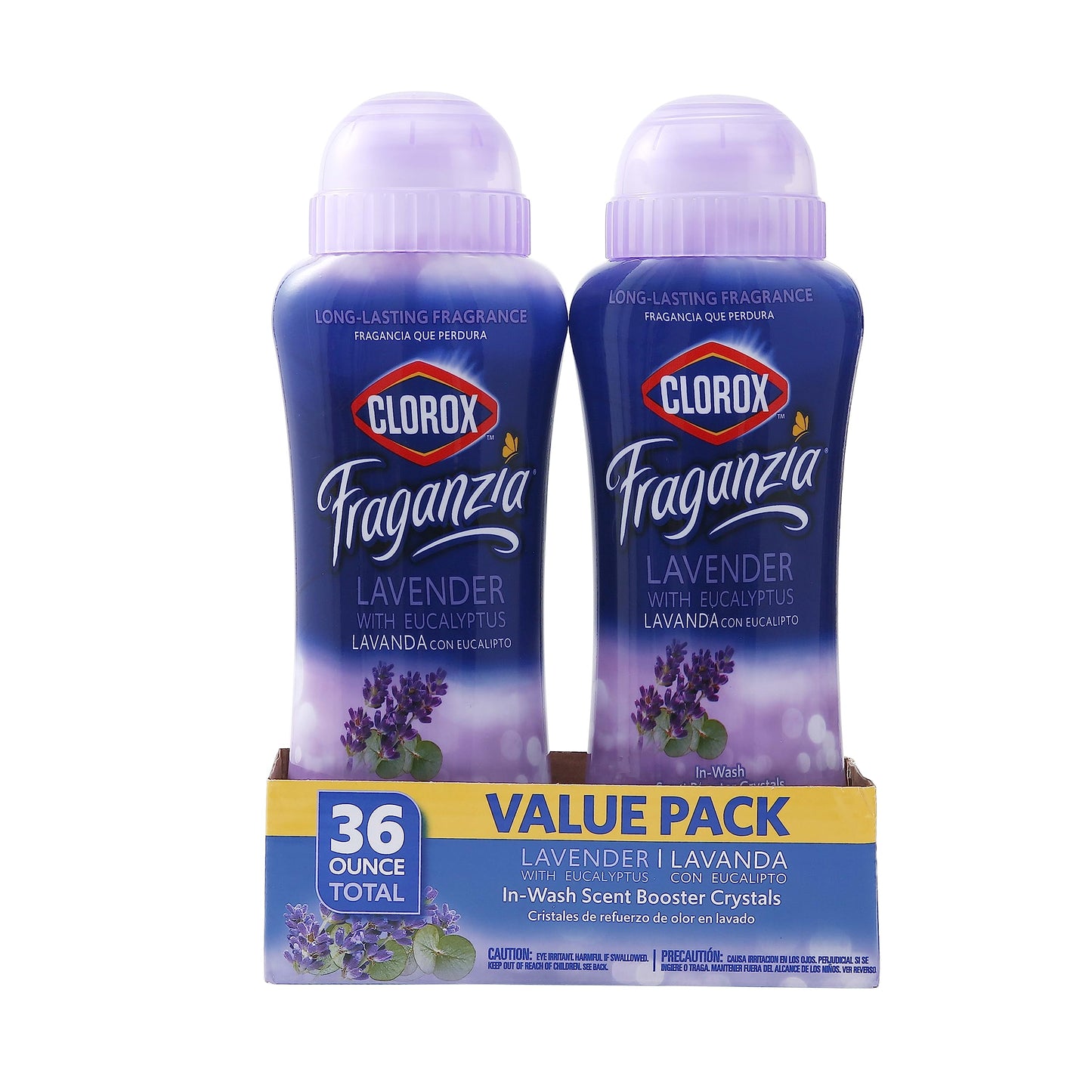 Clorox Fraganzia Laundry Scent Booster Crystals in Lavender with Eucalyptus Scent - Scented In-Wash Freshener Beads for Fresh, Clean, Great Smelling Clothes and Linens, 18 Oz - 2 Pack