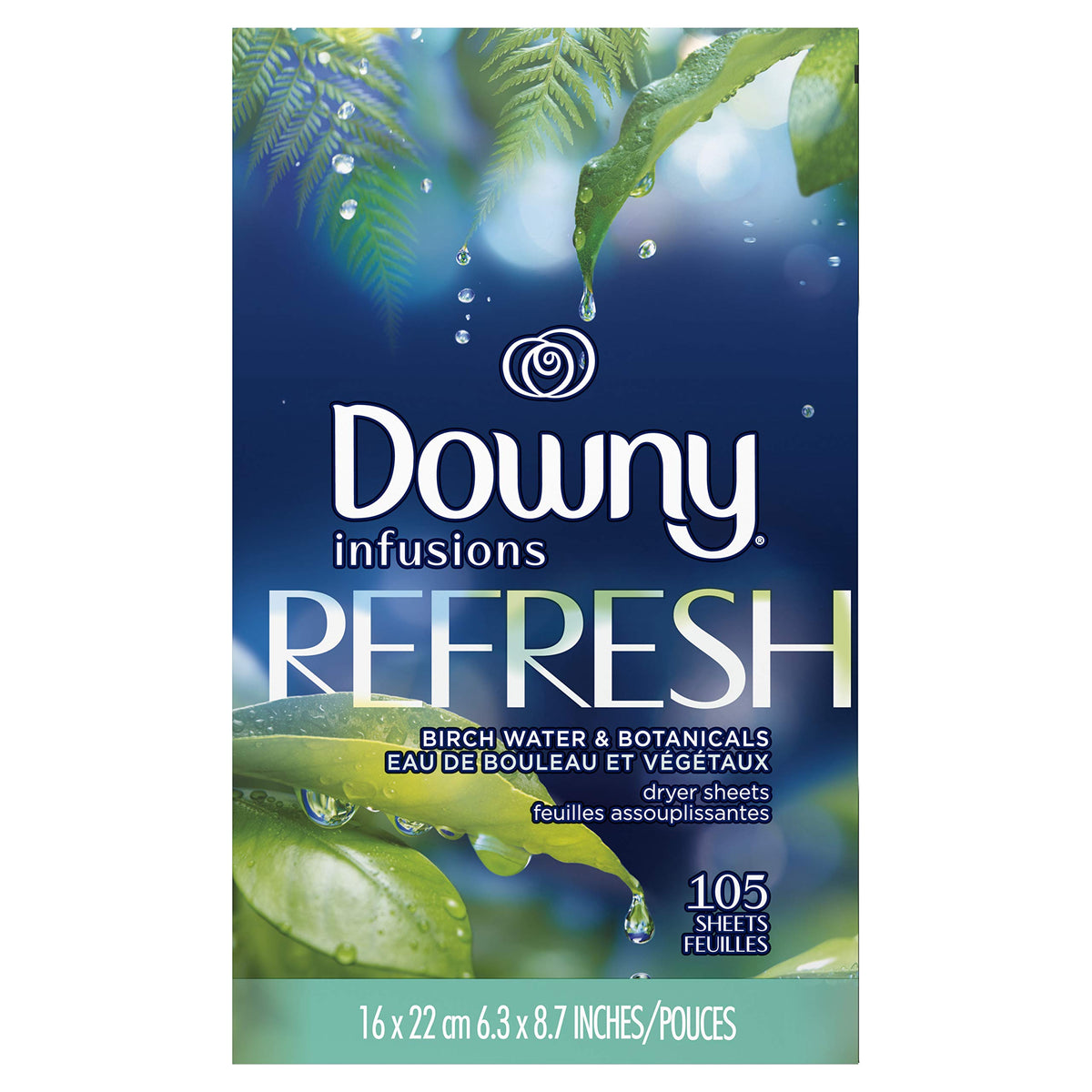 Downy Infusions Fabric Softener Sheets, Botanical Mist, 105 Count